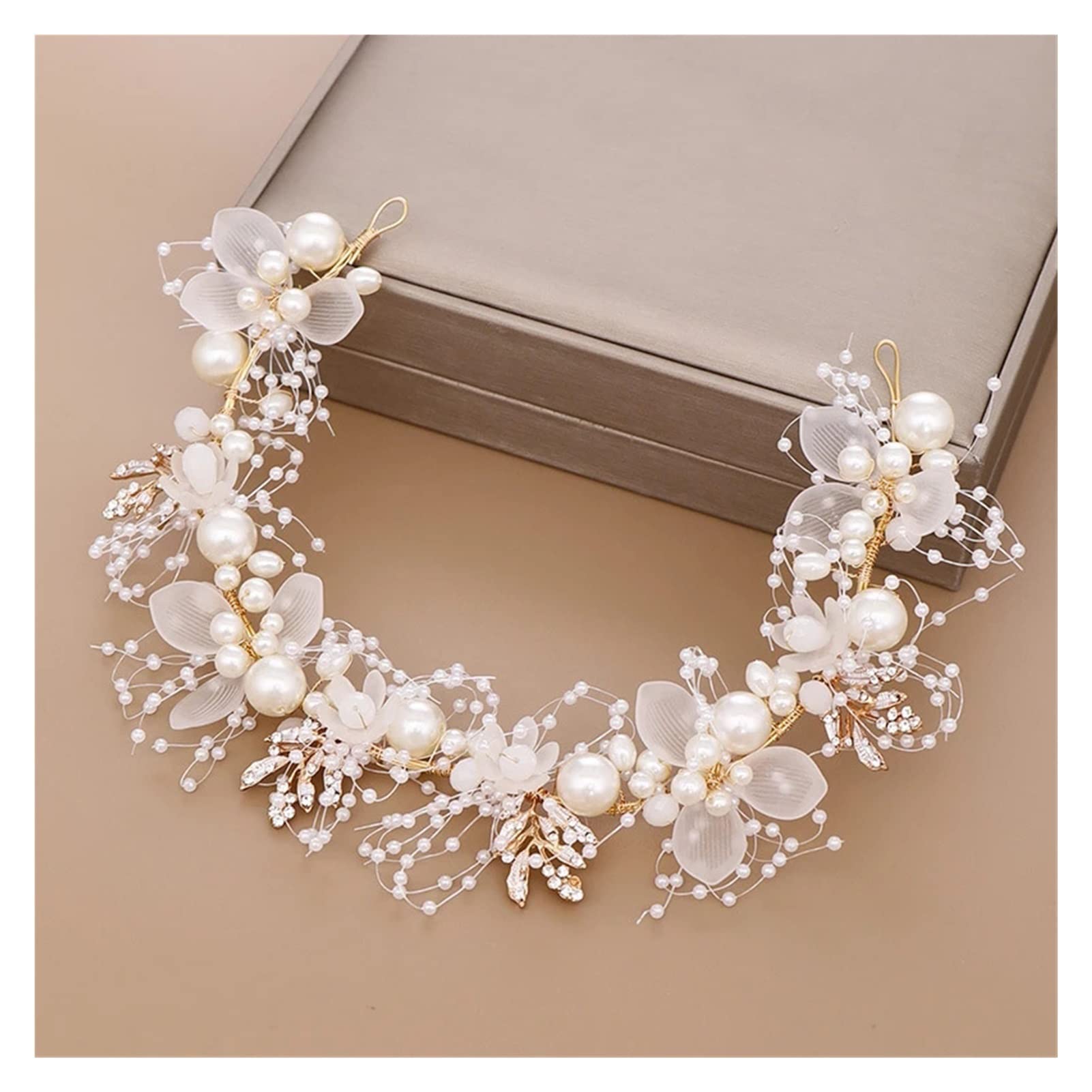 Accesorios para el cabello hechos a mano con perlas y rhinestone para novias de JFDBGU