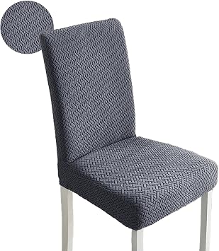 Stretch Jacquard Kitchen Dining Room Chair Covers, Removable Parsons Chair Protector Decoration Covers for Dining Chairs Kitchen Banquet Restaurant HomeDark Gray