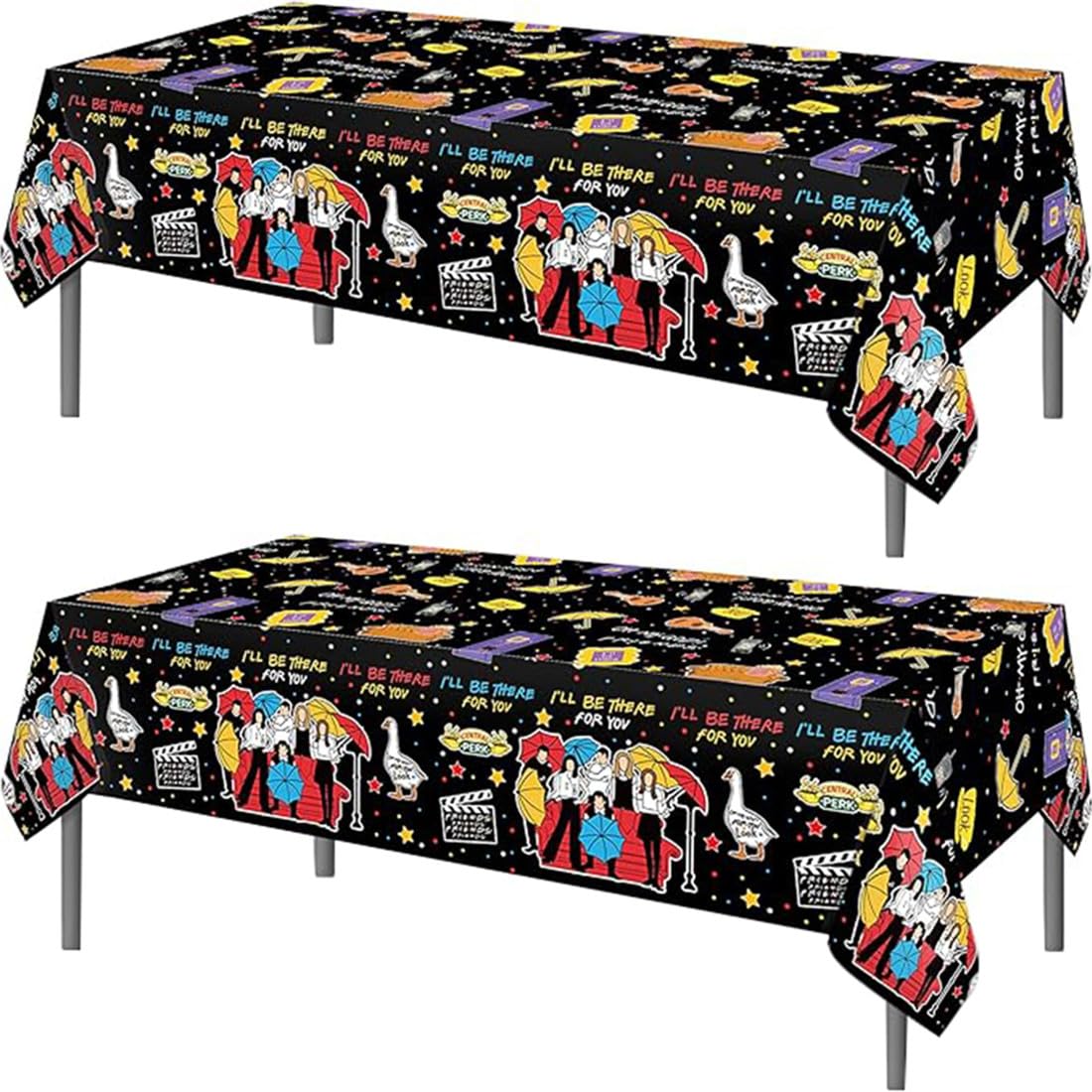 TOKYMOON 2 Pack of Disposable Best Friends Friendsgiving Themed 54x87In Tablecloths Birthday Party Table Cover for Best Friends TV Party Decorations Supplies — image 1