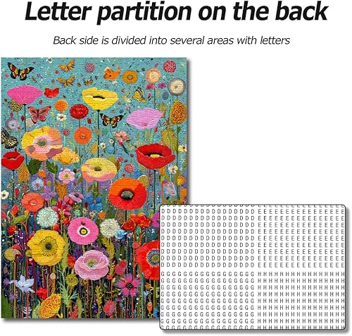 Miniatura 7 de Bgraamiens Rompecabezas de 1000 piezas para adultos, amapolas y mariposas maximalismo, arreglo floral audaz con insectos vibrantes, regalo