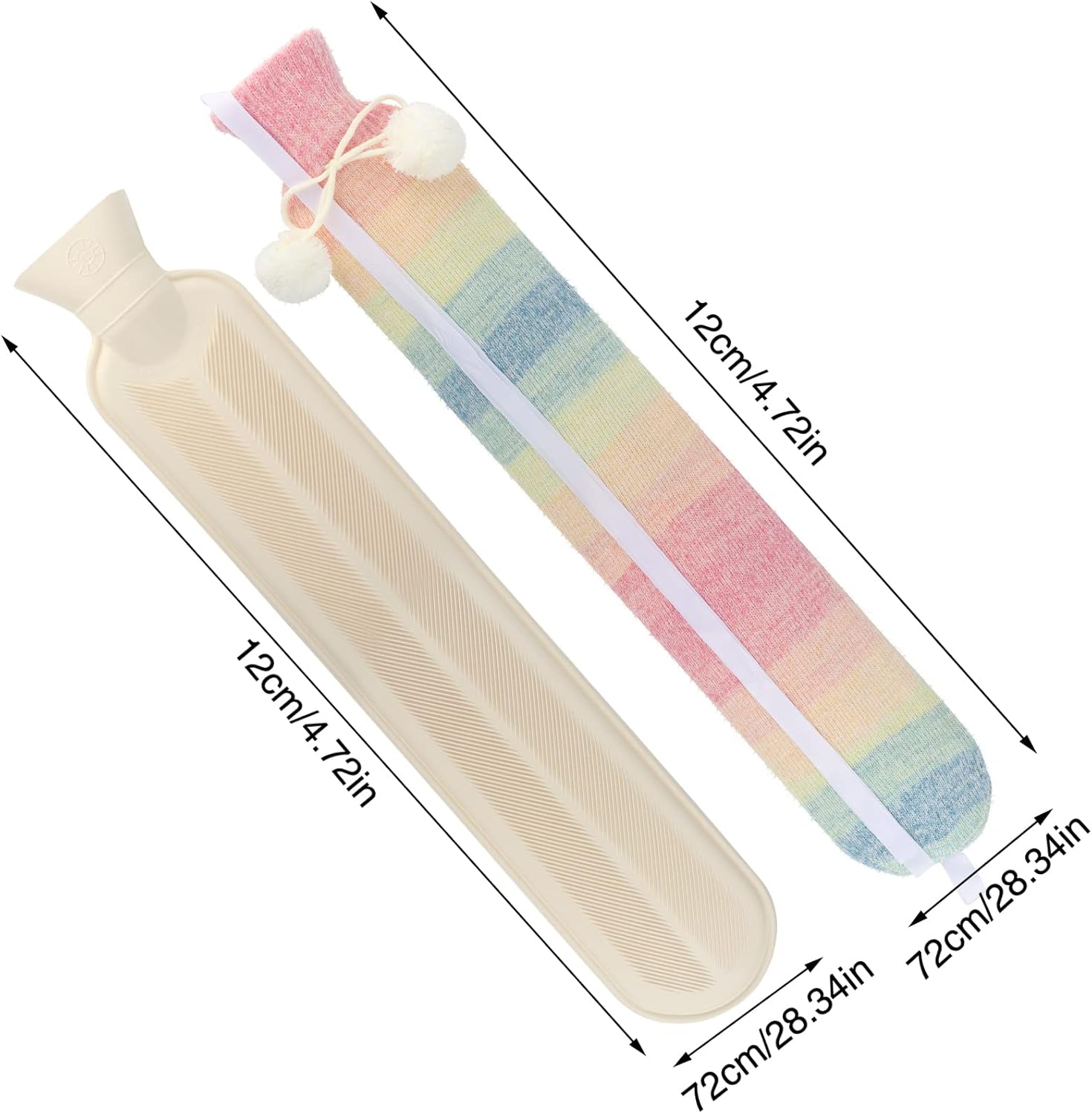 Foreverup Long Hot Water Bottle, 2L Extra Long Hot Water Bottle with