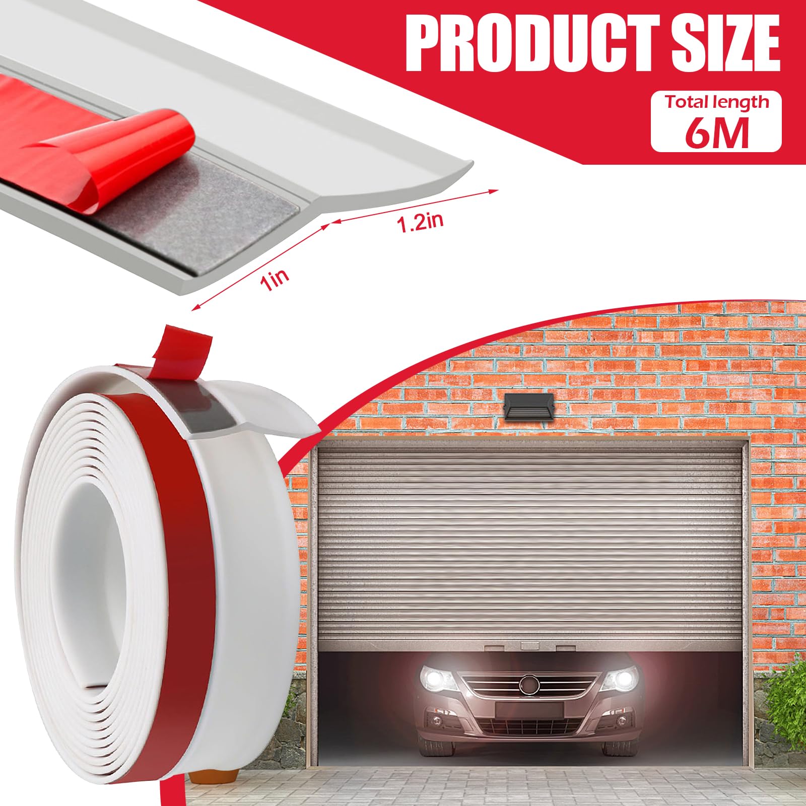 Universal Garage Door Seal, Sealing Strip for Roller Doors Garage Threshold Seal with Nails, Waterproof and Rainproof - Image 2