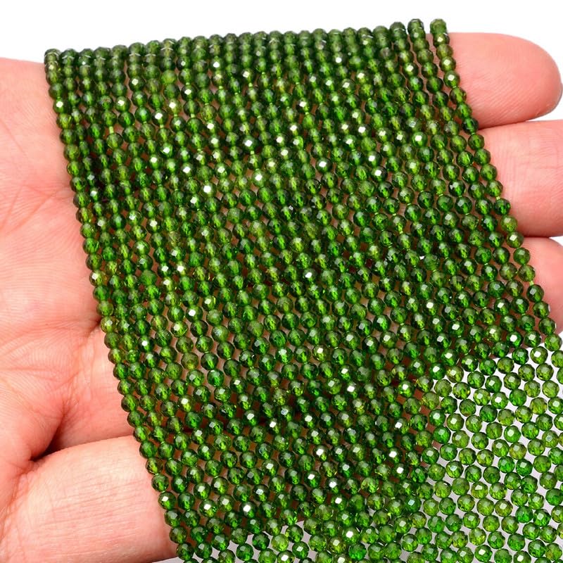 Chrome Diopside naturel 2mm en perles à facettes pour création de bijoux d'art - 3