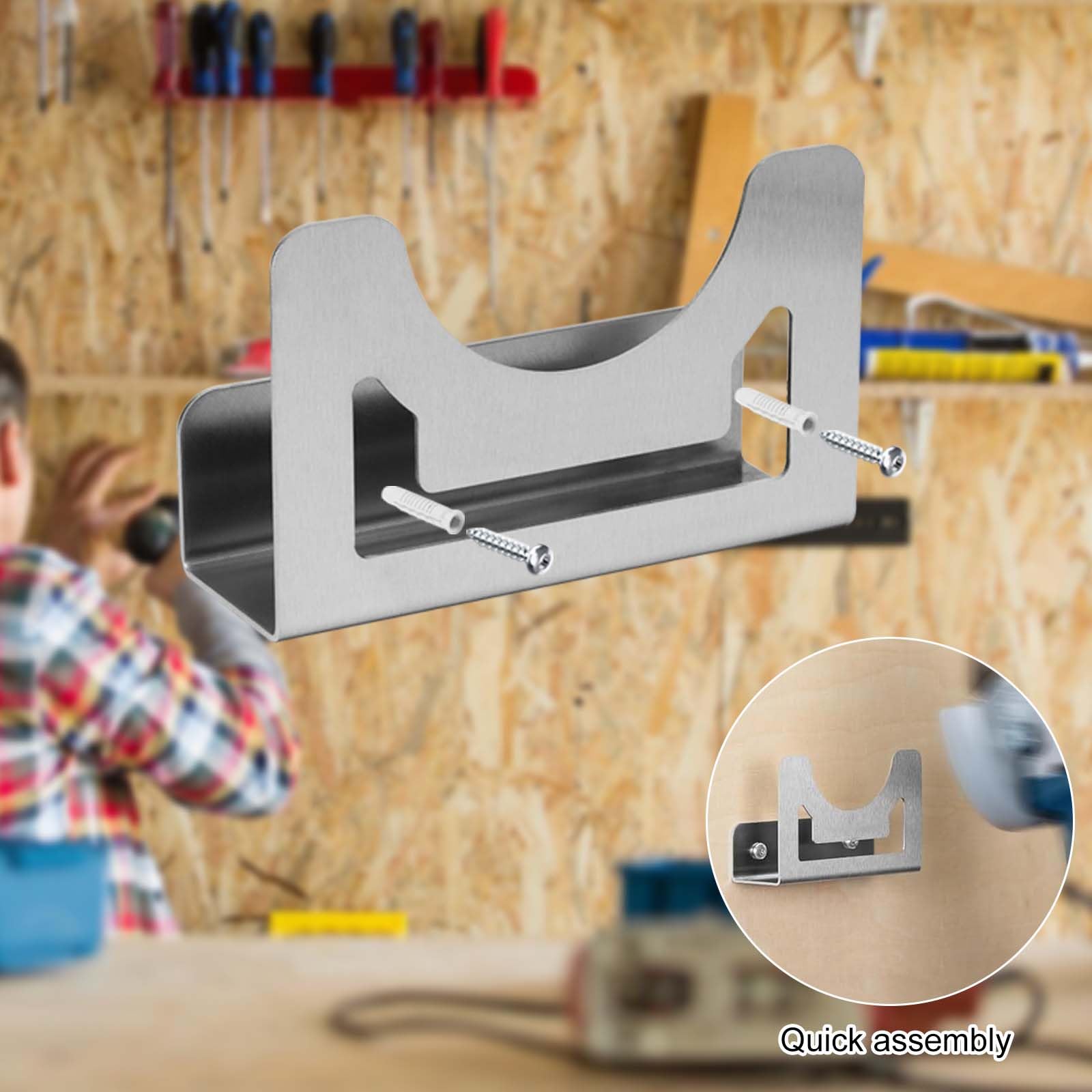 supporto per smerigliatrice angolare: supporto da parete Premium in acciaio inox per Bosch, Makita, Dewalt, Einhell, Milwaukee, Festool, a batteria Flex