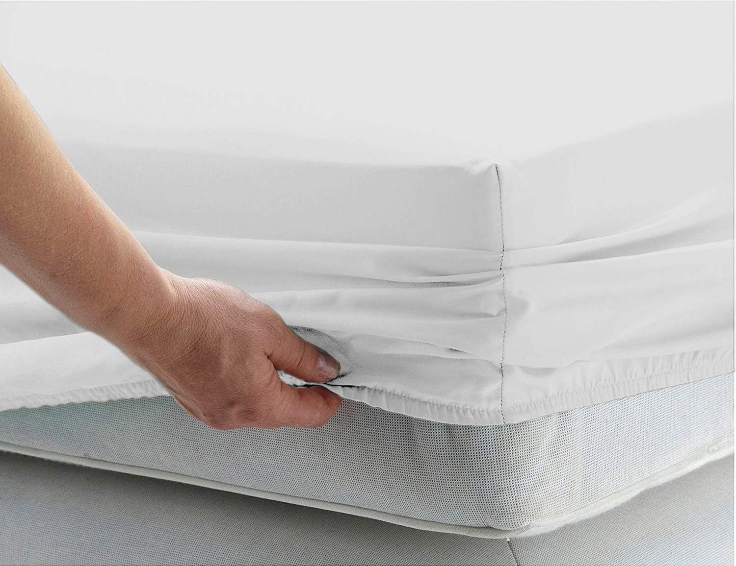 Sábanas de Hostelería | Juego de Sabanas | Ropa de Cama Fácil Planchado | Color Blanco | Disponible en Medidas, Encimera, Bajera, Fundas Almohada. (Cama 150, 100% Algodón)