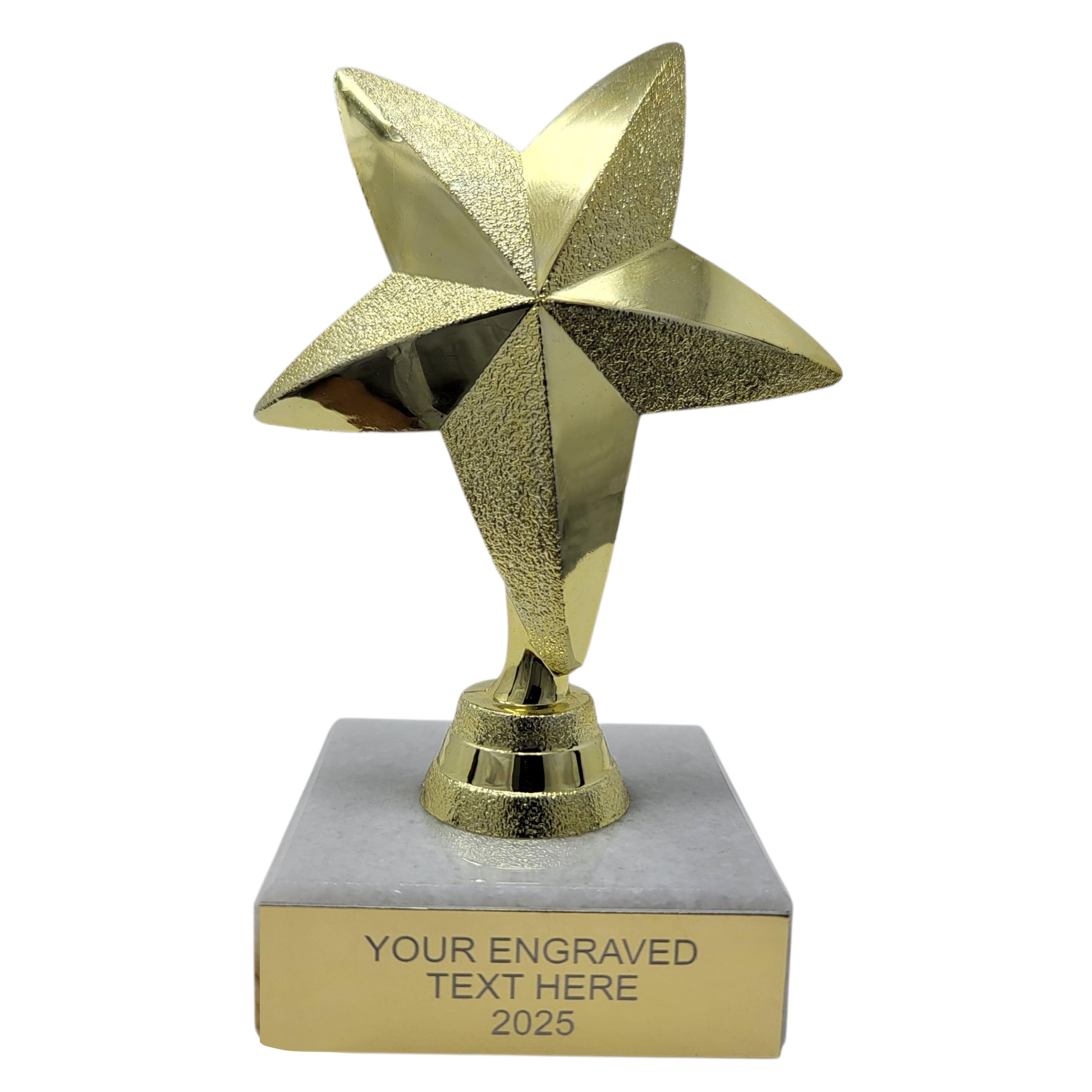 Rutherfords Gifts Personalised Mini Gold Star Trophy 11cm – Engraving on Marble Base – Kids, School, Sports & Party Award