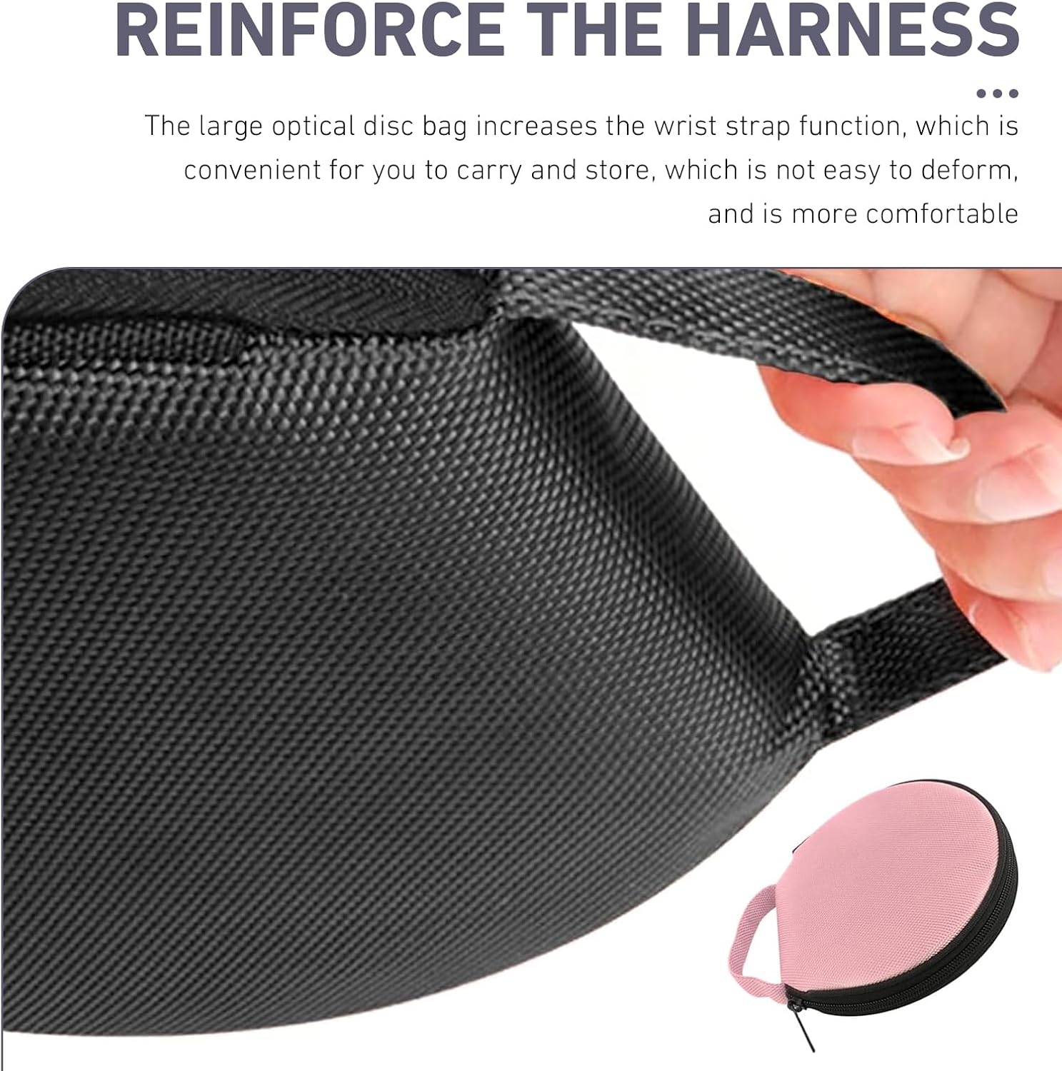 Car CD Case, 20-capacity Oxford Fabric Round Disc Organizer with Reinforced Handle, Waterproof DVD Storage Bag with Transparent Sleeves, Universal Portable CD Organizer for Car Home (Pink)