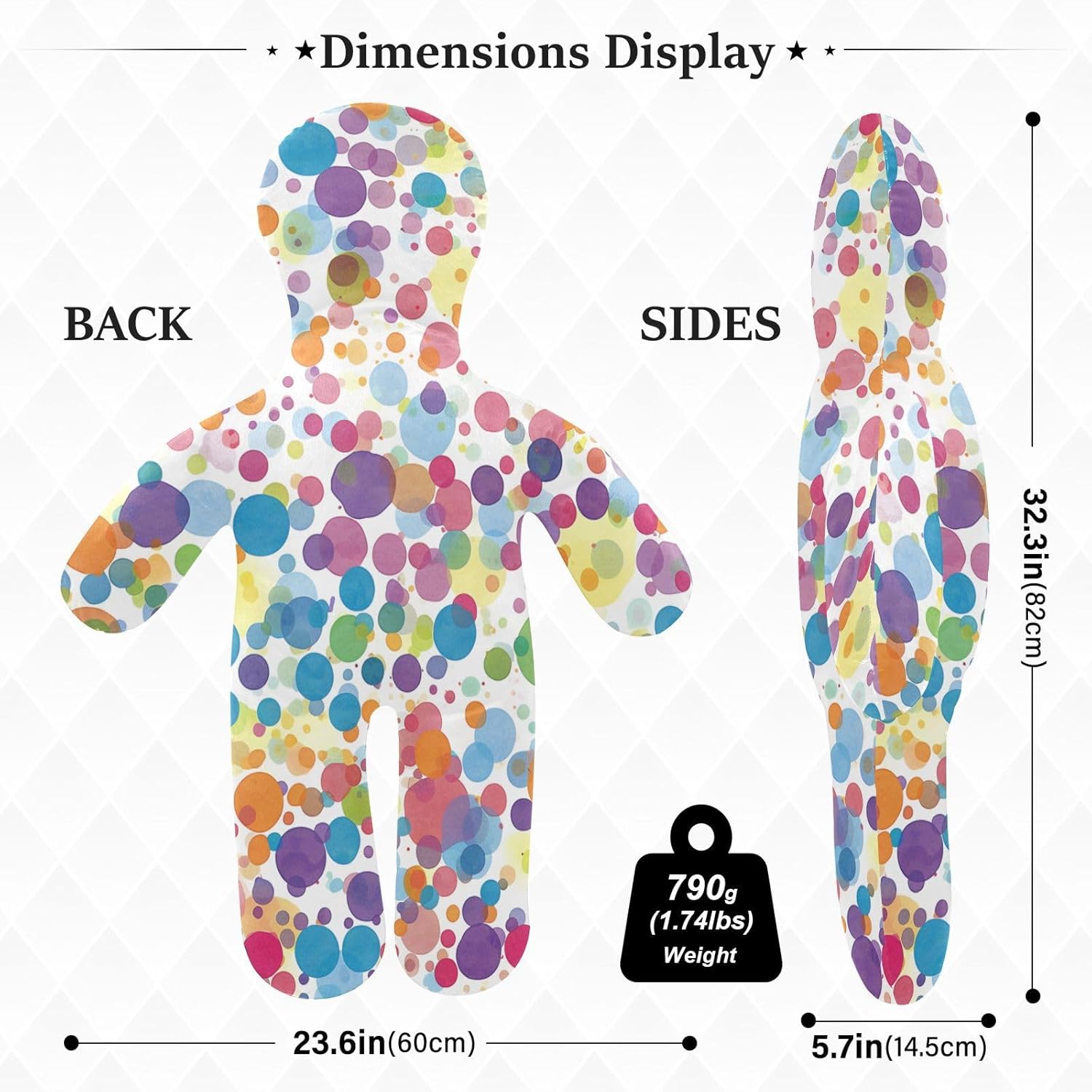 Ergonomic Human Pillow Extra Long Sleeping Pillows Loneliness Comfort for Kids Watercolor Dot