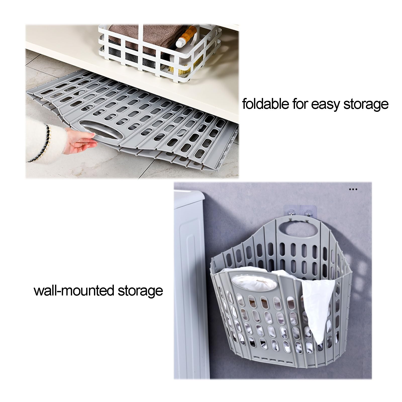Gtzly Cesto Portabiancheria, Cesto Portabiancheria da Bagno Portatile in Plastica da Parete, Cesto Portabiancheria Pieghevole, Impermeabile for Dormitorio Universitario, Famiglia(White)