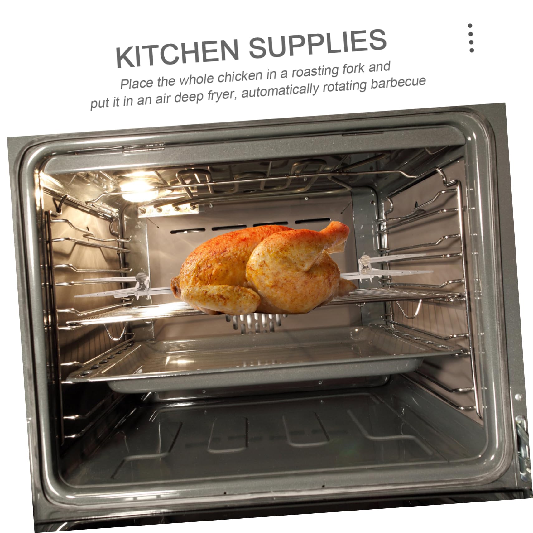 BESPORTBLE Estante de pollo asado para horno microondas Lámina palo de pollo a la parrilla panelas cozinha grill placas desmontables cacerolas de cocina tenedores giratorios para pollo asado