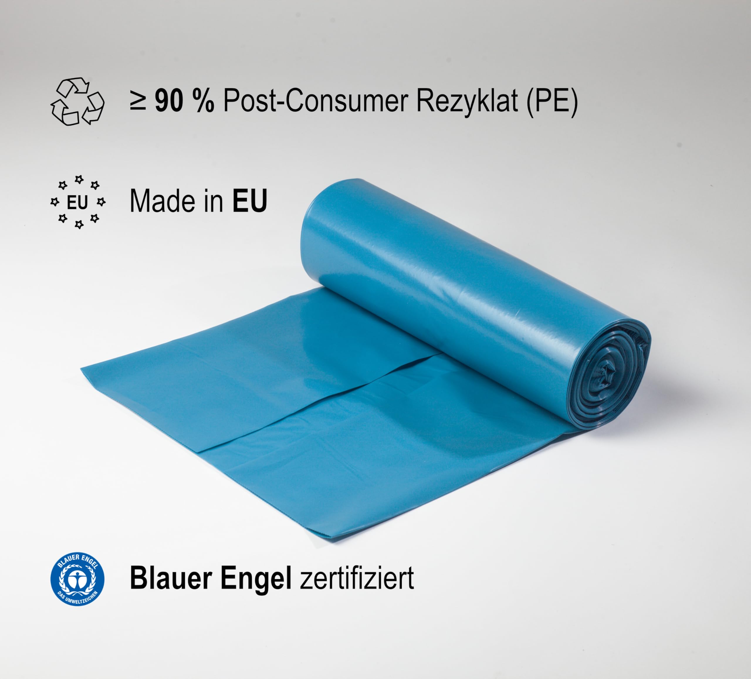 TSP worki na śmieci do dużych obciążeń 120 l – wykonane z co najmniej 90% odpadów konsumenckich (PE) – certyfikat Blauer Engel – karton 200 szt. – bardzo odporne na rozerwanie (70 μm) – 70 x 110 cm