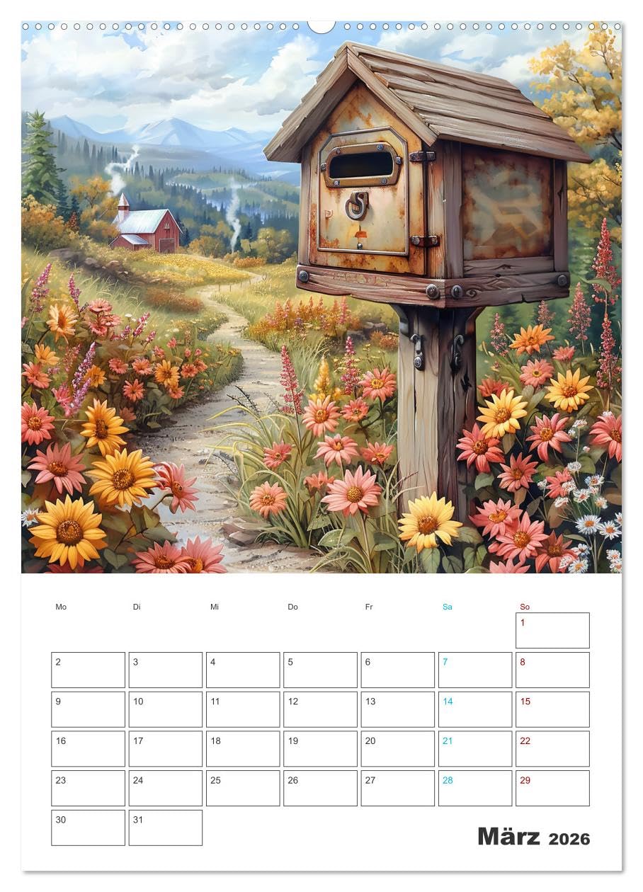 Zeitreise - Der vintage Briekasten Kalender (Wandkalender 2026 DIN A2 hoch), CALVENDO Monatskalender: Ob als funktionaler Postempfänger oder ... auf einzigartige Weise. (CALVENDO Kunst)