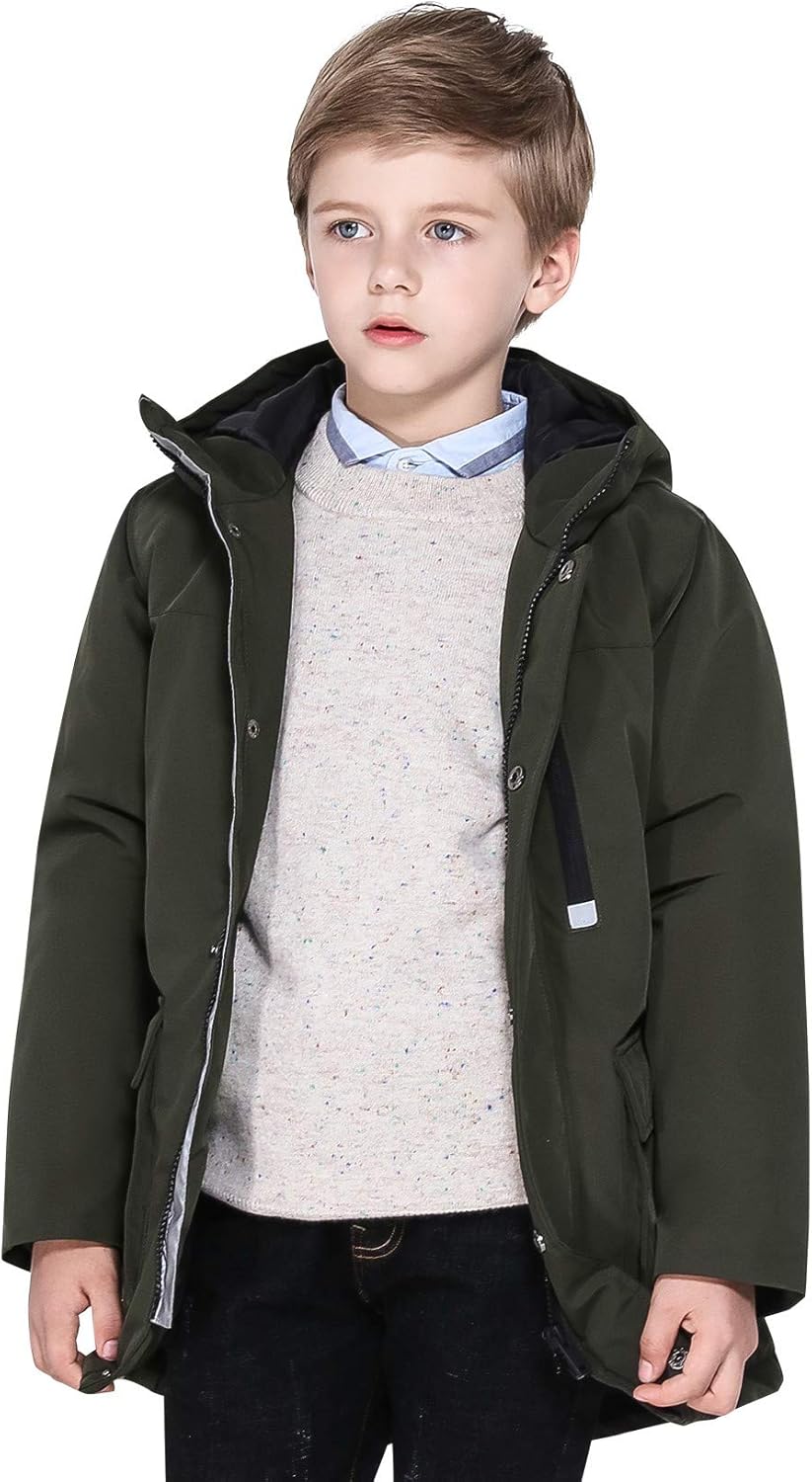 SOLOCOTE Boys Coats Kids Winter Jacket Warm Thick Heavyweight Tough Long Windproof Outwear with Hood
