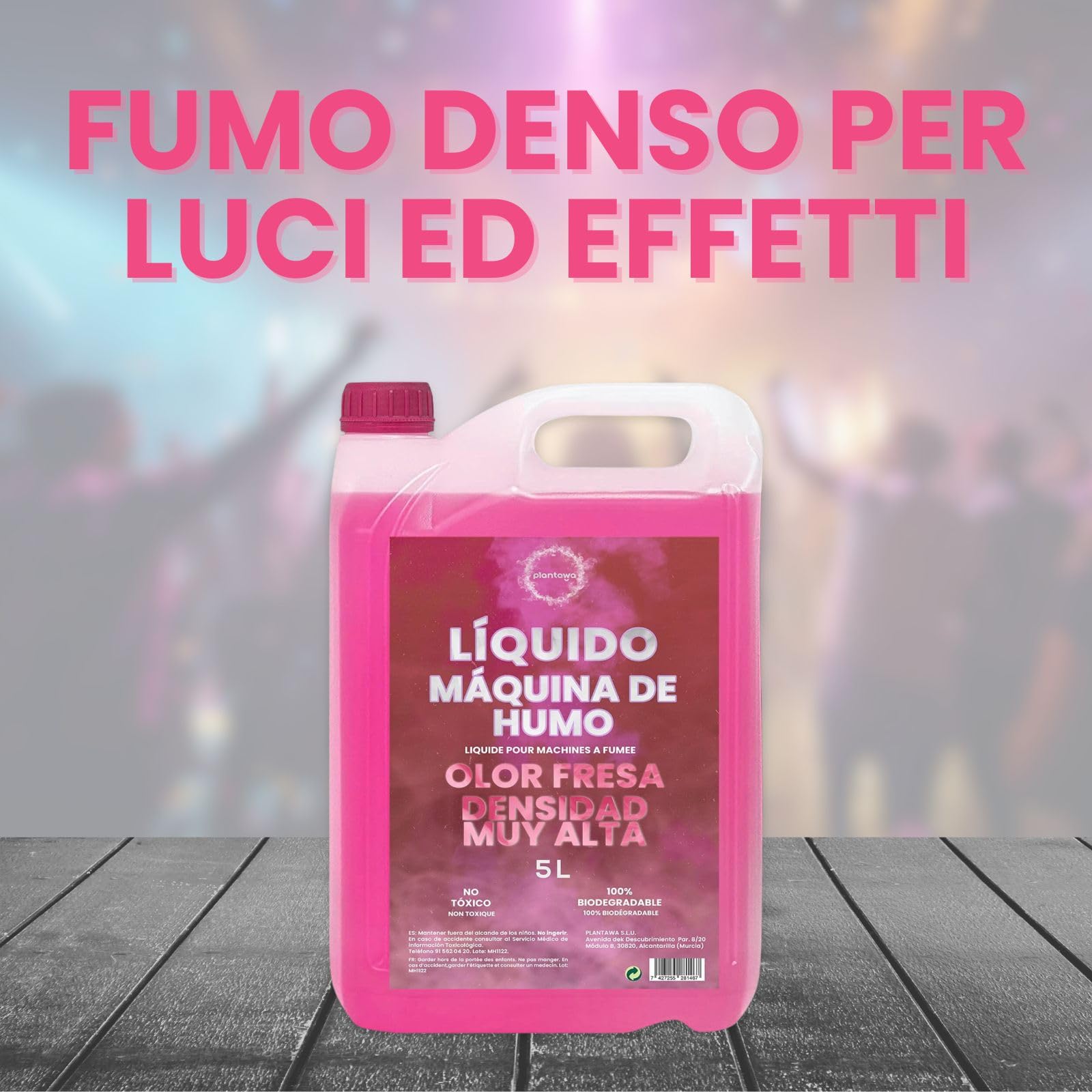 Plantawa Liquido Fumo Machine 5 Litri: Densità Molto Alta Odore Fragola, Macchina Fumo, Cannone Fumo, Fog Machine, Halloween olografico, Halloween Fumo, Fuoco d'artificio e Razzi