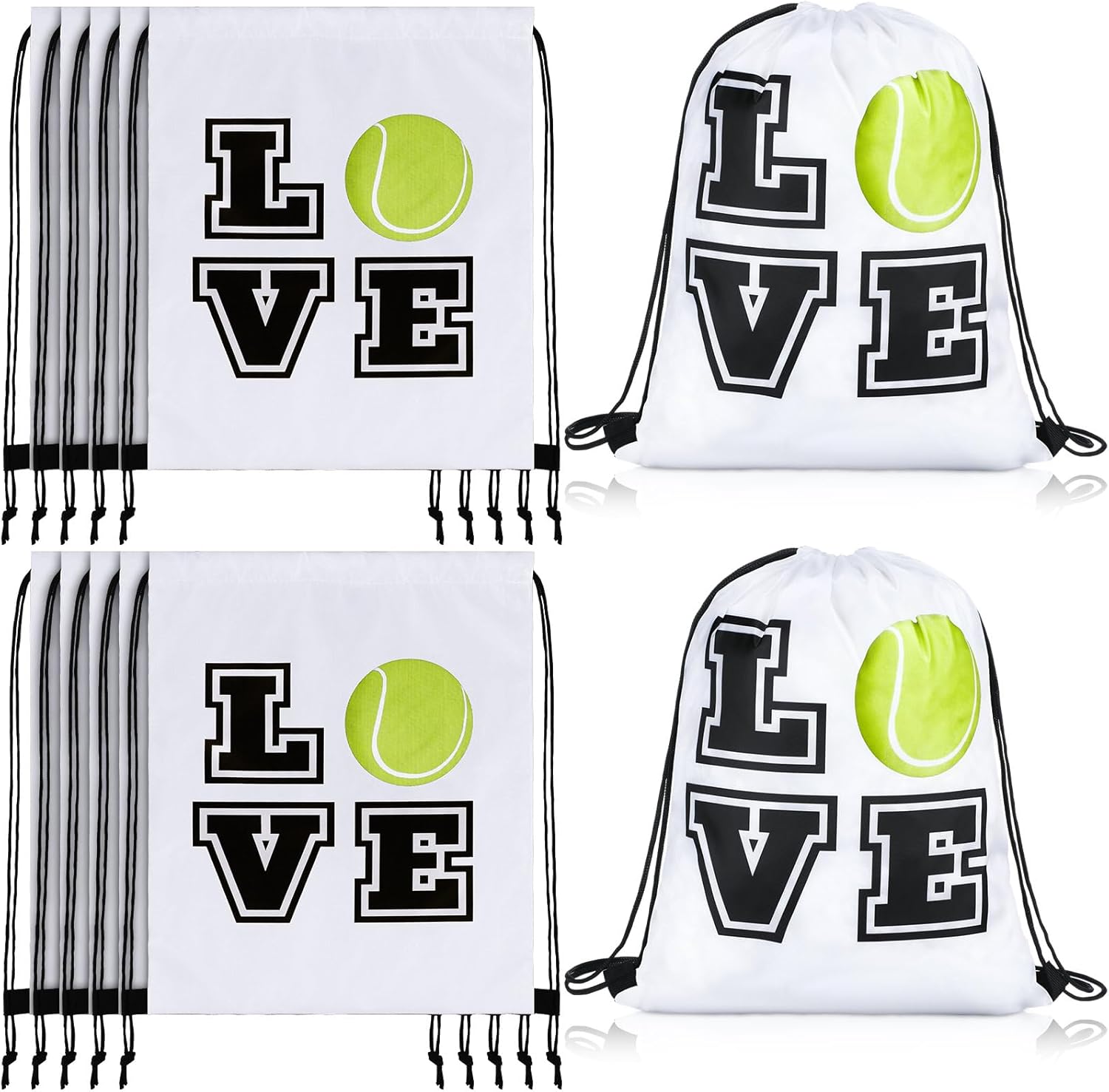 Pinkunn 20 Pcs Tennis Party Favors Tennis Bag Tennis Drawstring Bag Tennis Backpack Tennis Gift Sports White 17 Inch