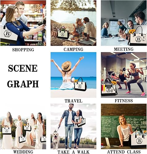 Miniatura 8 de personalized bags for women,Tote Bag For Women,Initial Tote Bag For Women With Zipper