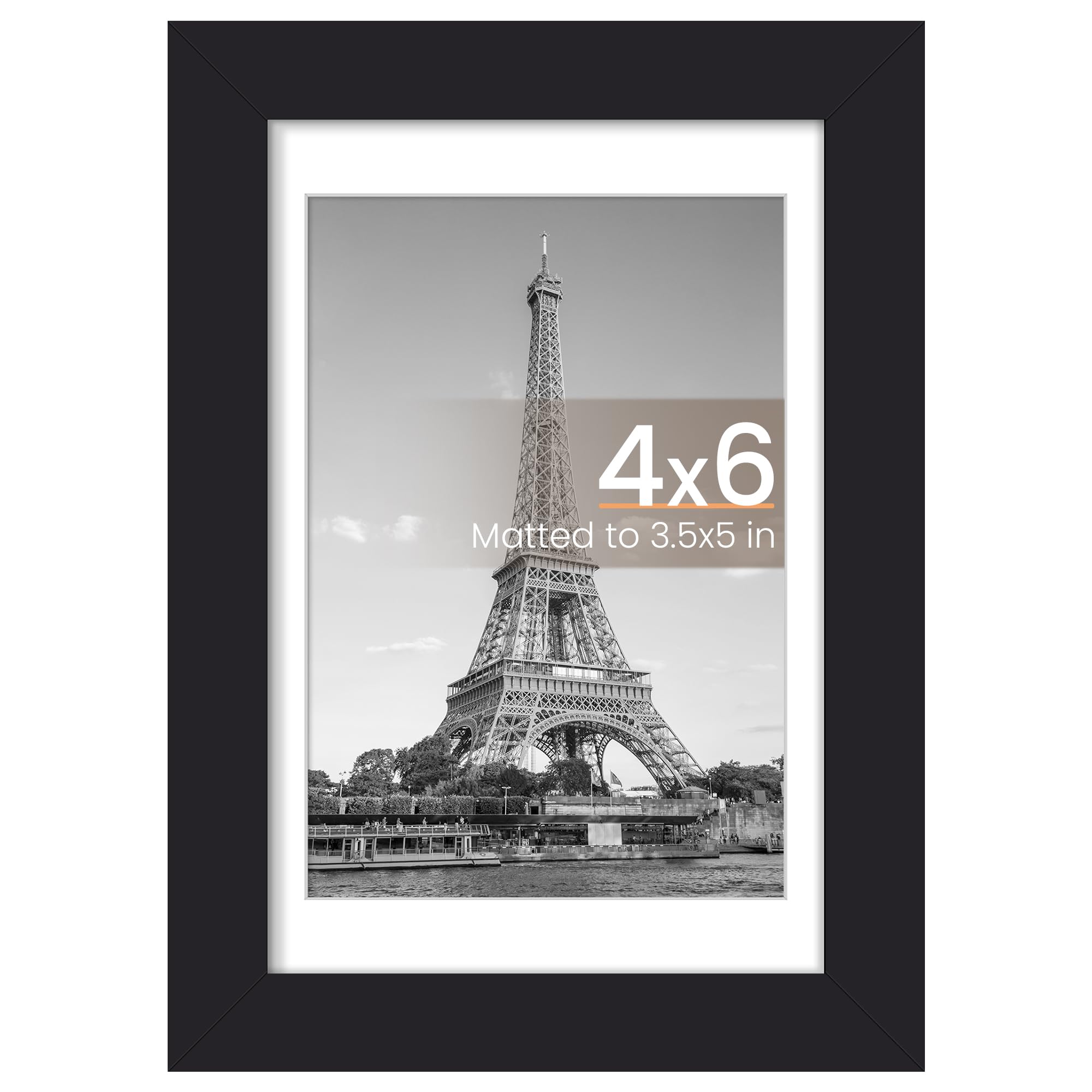 Photo 1 of upsimples 4x6 Picture Frame, Display Pictures 3.5x5 with Mat or 4 x 6 Without, Wall Hanging Photo Frames, Black, 1 Pack