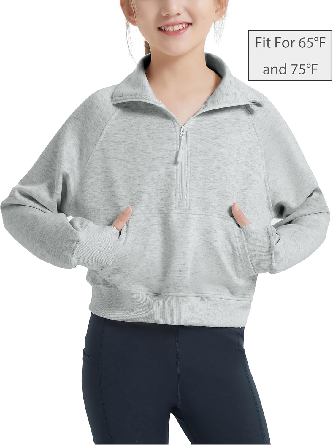 EXARUS Girls Sweatshirts Cropped/Oversized Hoodie Pullover Long Sleeve with Pocket Casual School for Kids 6-14Y - Image 2