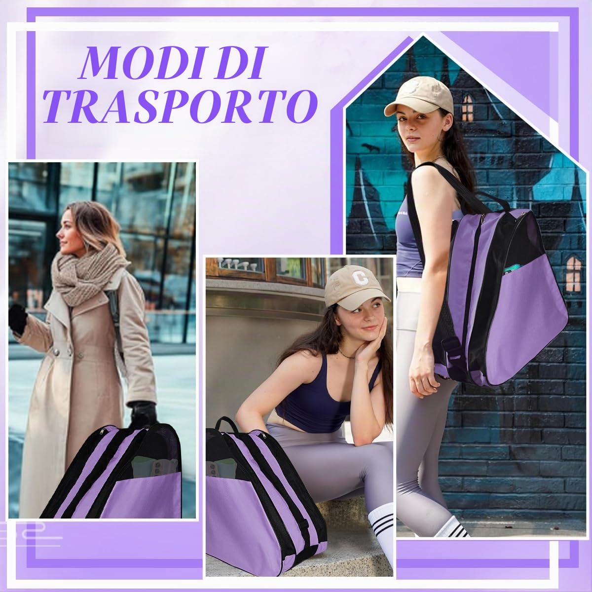 Borsa Porta Pattini a 4 Rotelle Borsa Per Pattini In Linea Borsa Pattini a Rotelle Borsa a Rullo Per Pattini Unisex Borsa Trasporto Per Pattini Per Donne Uomini Bambini