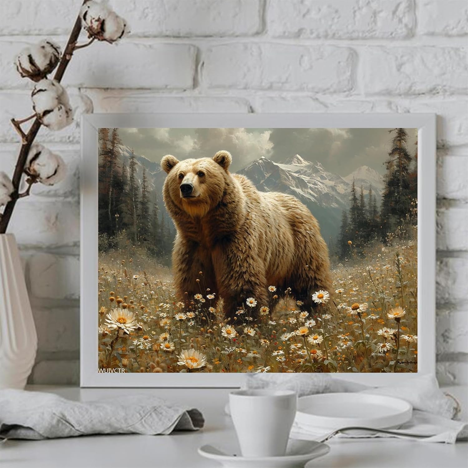 WUIVCTR Paint by Numbers, Grizzly Bear Amidst Wilderness, Adult Crafts Adult Paint by Number Kits, Arts Crafts for Home Decor (No Frame,16x20 inch), Bright