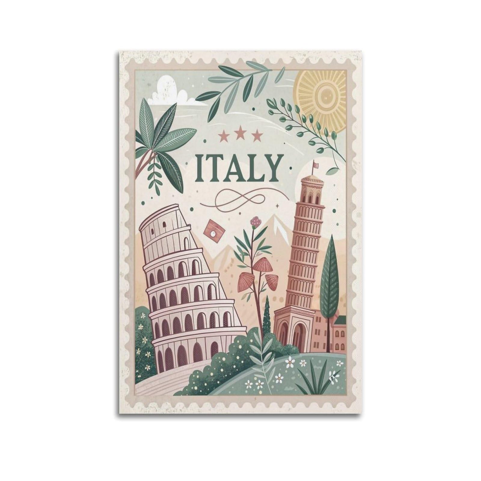 OKAHYS Vintage Travel Poster Italy Artwork Decorative Painting Canvas Wall Artworks Picture 12x18inch(30x45cm)