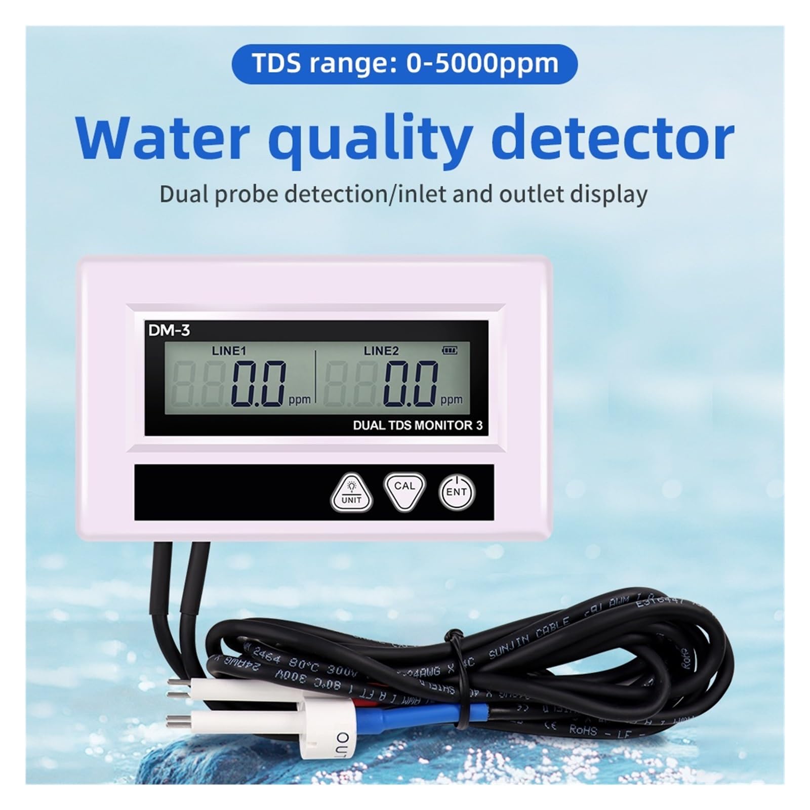 Podwójny Miernik TDS EC Online Tester Jakości Wody Z Wyświetlaczem HD LCD Podwójna Sonda PH Pitnej Do Basenu I Akwarium