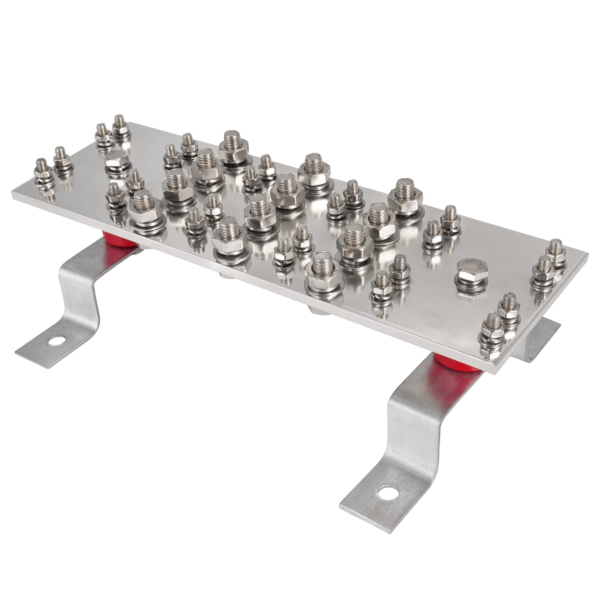 BELLA BAYS TGB-M Tin Plated Copper Telecom Grounding Bar Kit, 0.24"x 3.94"x 12" Bus Bar with 24 x 0.31"(5/16") and 12 x 0.44"(7/16") Terminal Positions, UL Listed SM40 Insulators Rated Uimp up to 6kV