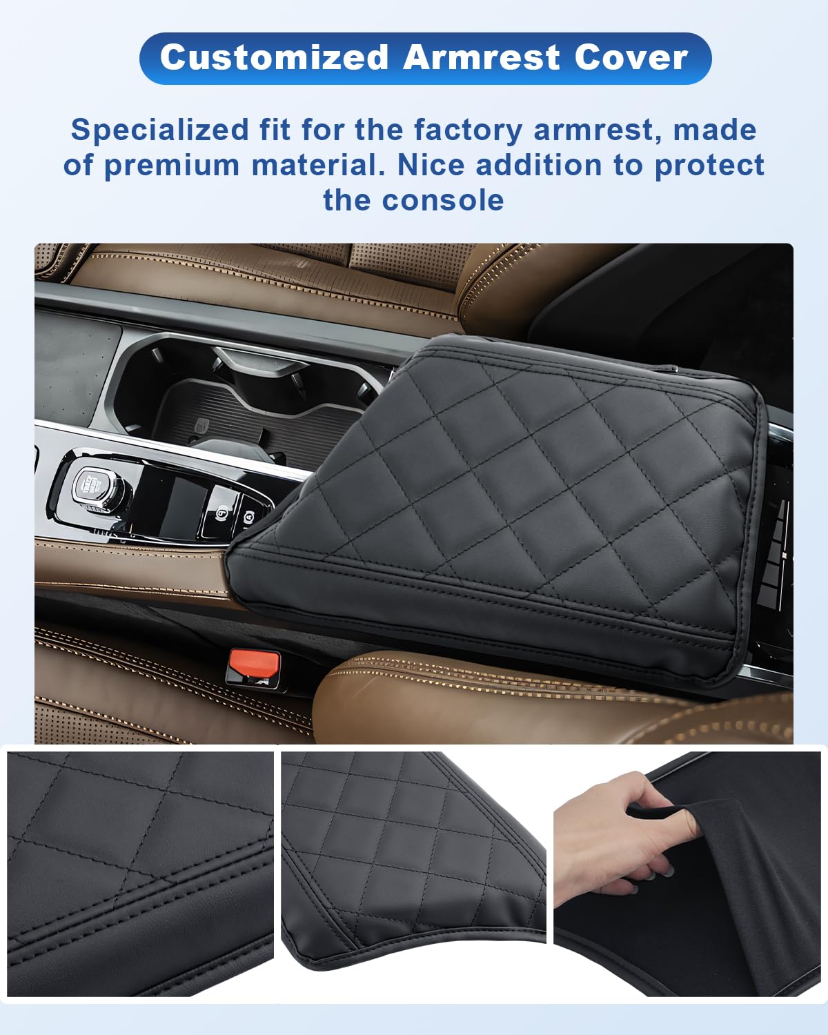 CDEFG Kompatibel mit Volvo XC90 2016-2023 2024 2025 Mittelarmlehne Armlehnen Deckel Abdeckung Kratzschutz Mittelkonsole Kunstleder Armlehne Box Cover Auto XC90 Recharge Hybrid Zubehör