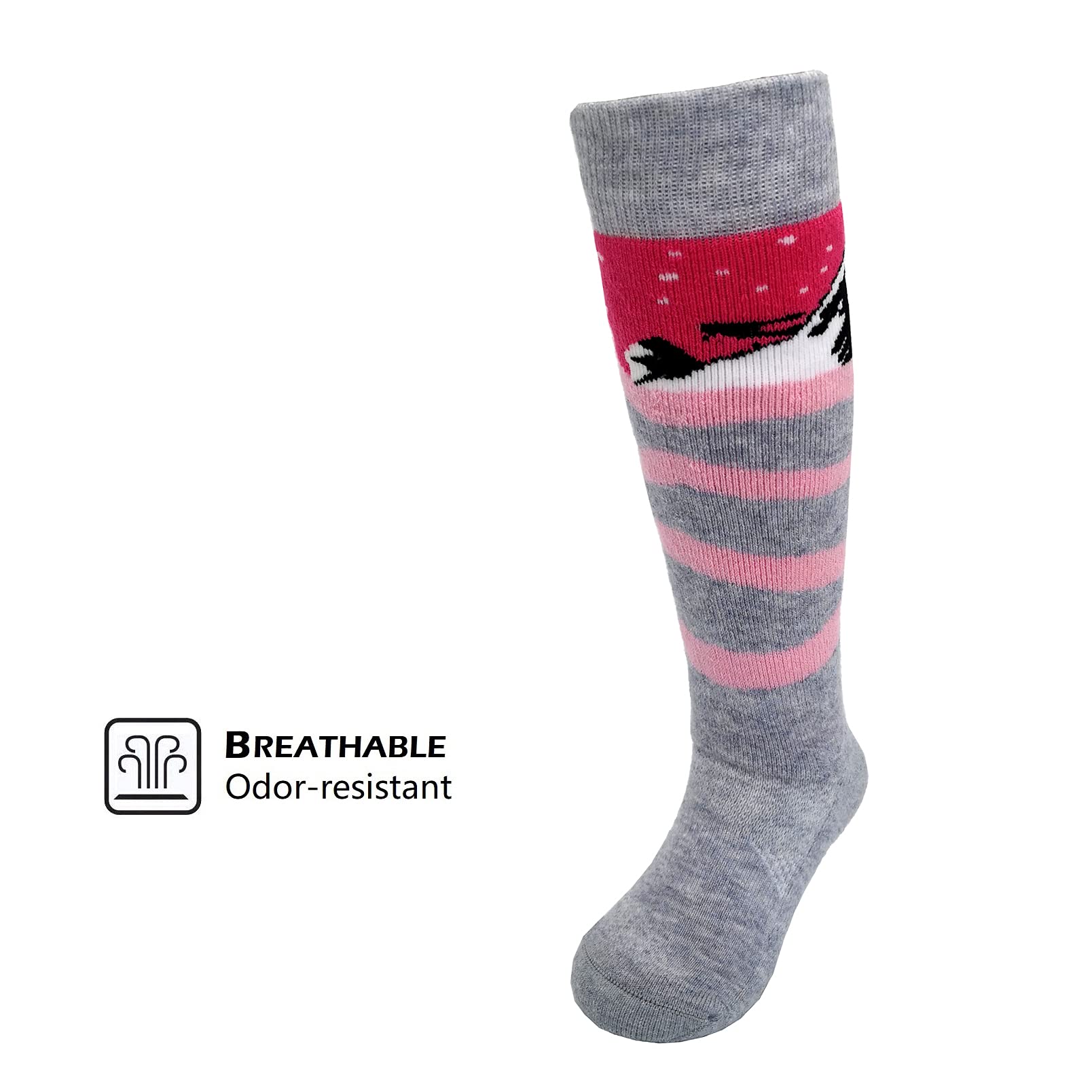 HIGHCAMP Lot de 2 paires de chaussettes de ski et de snowboard en laine mérinos pour enfant