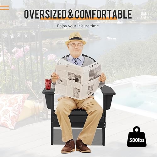 Miniatura 5 de Adirondack - Juego de 2 sillas para patio al aire libre, muebles de plástico HDPE para todo tipo de clima, para terraza, porche delantero, patio