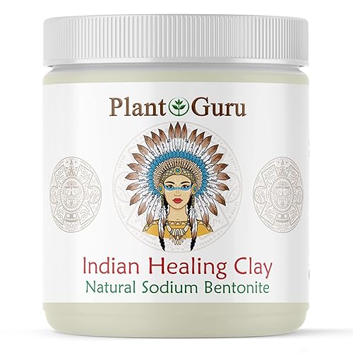 Plant Guru Arcilla curativa india de 1 libra, polvo de arcilla de bentonita de sodio 100% natural, máscara facial y corporal de limpieza profunda de