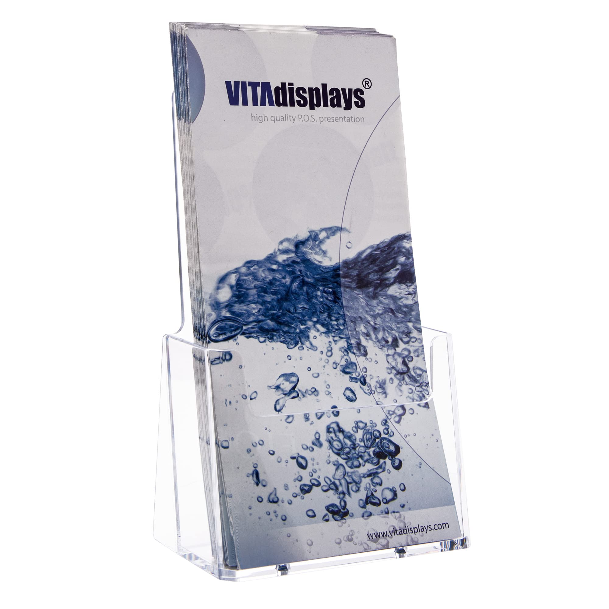VITAdisplays Porte-brochures DIN Lang (DL) de table transparent polystyrène