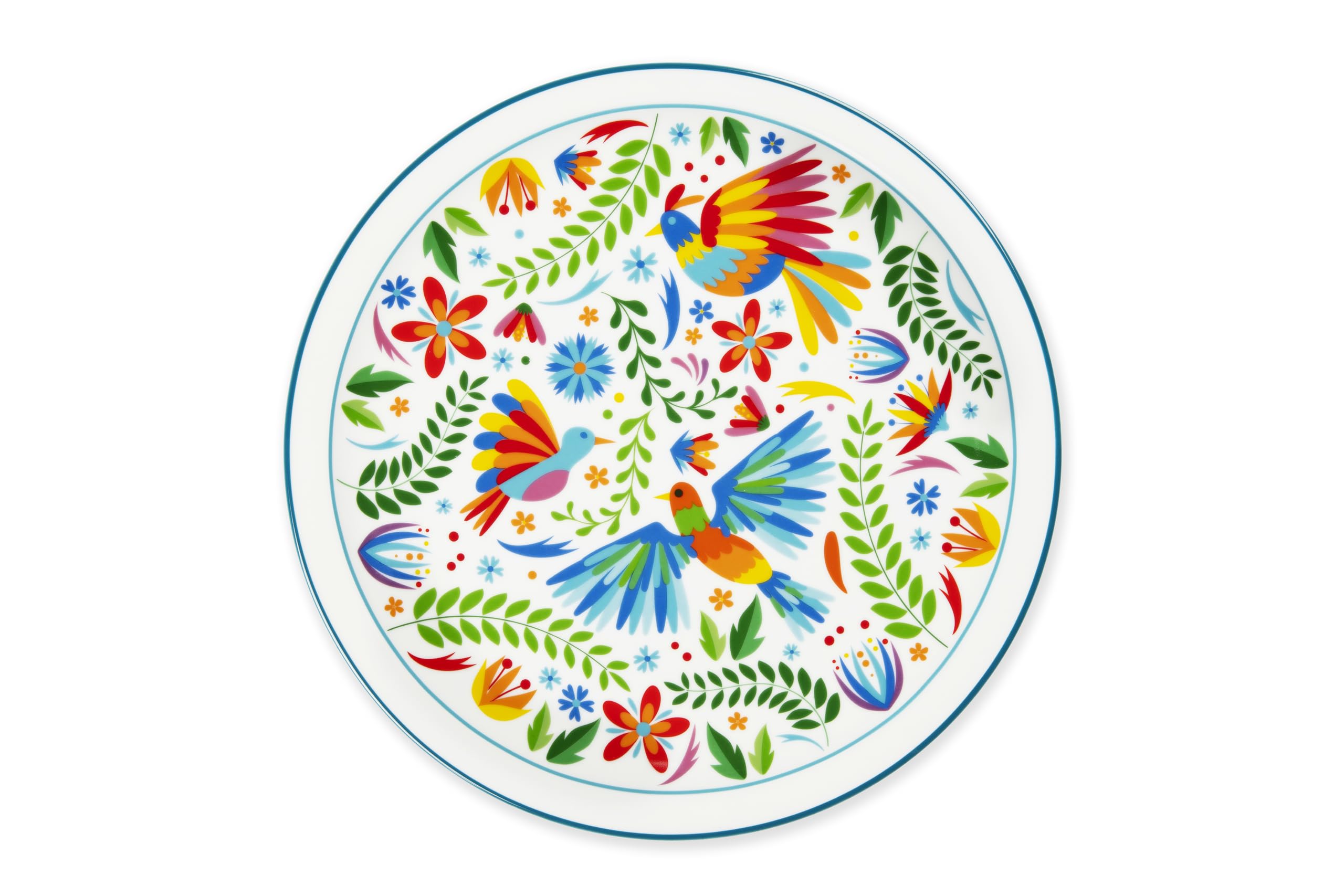 Excelsa Mexican Flowers Lot de 4 assiettes en porcelaine Motif floral Diamètre 30,5 cm
