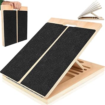 Adjustable Wooden Stretch Board,Squat Wedge Slant Board Calf Stretcher,Portable Fitness Equipment for Squat Training,Enhancing Ankle Mobility and Balance Trainer Slant Board