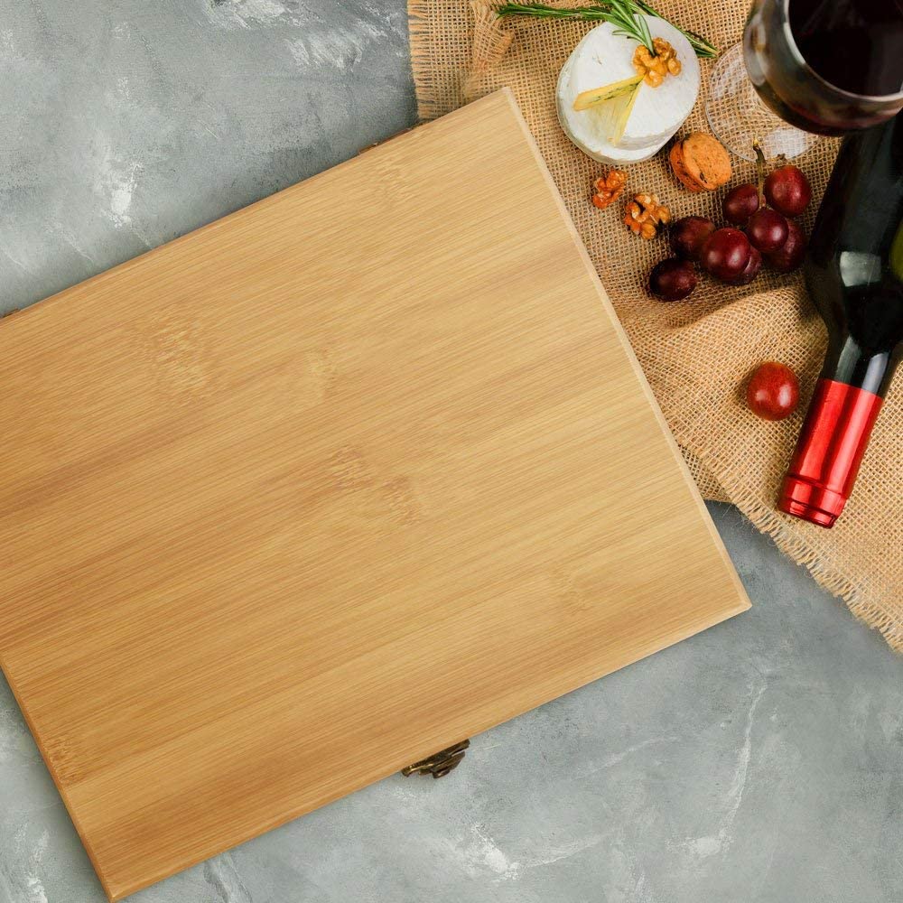 Maverton Ensemble d'accessoires pour vin avec coffret en Bois de Bambou