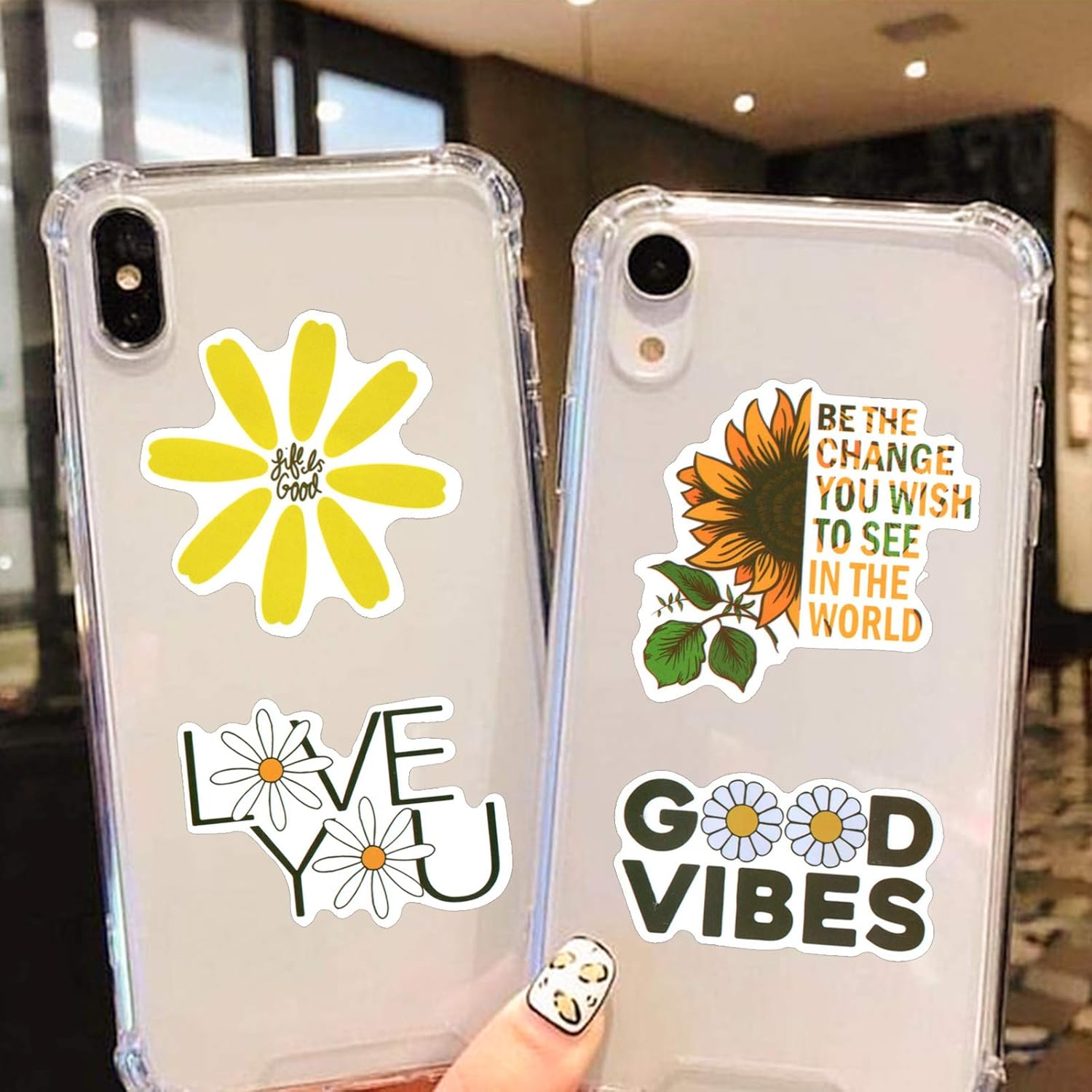 50pcs Inspirational Stickers for Scrapbook, Scrapbooking, Waterproof Stickers pack for Water Bottles, [Daisy Love] Motivational Stickers for Phone Case, Tenns, Adults, Trendy Vinyl Positive Words Decals : Electronics