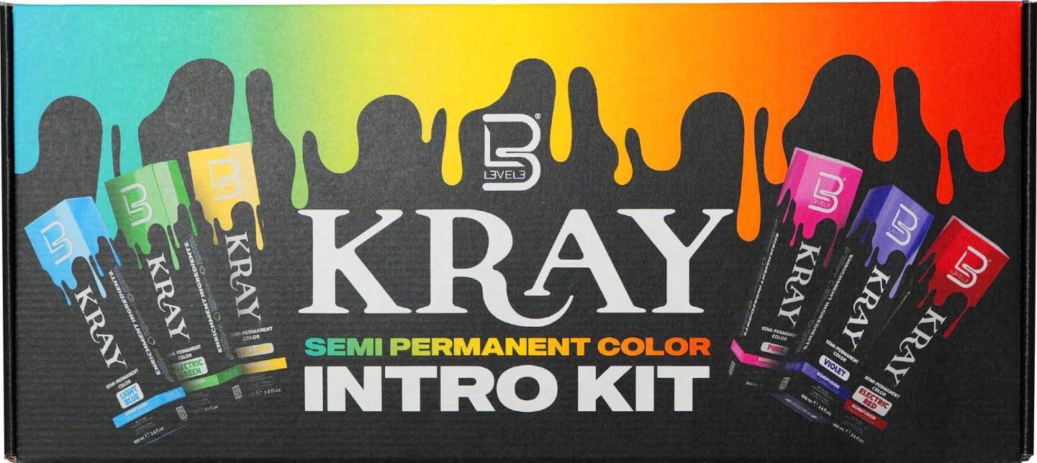 L3VEL3 Kray Zestaw Startowy Półtrwałych Kolorów do Włosów, 16 Kolorów, 100 ml, Formuła Direct Dye, z Technologią BondFusion, bez Utleniacza