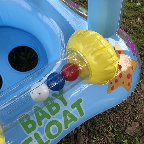 Miniatura 5 de Flotador de piscina para bebé con toldo y protección solar UPF, flotador de natación para bebés de 3 a 36 meses, estrellas de mar, ranas, madre y