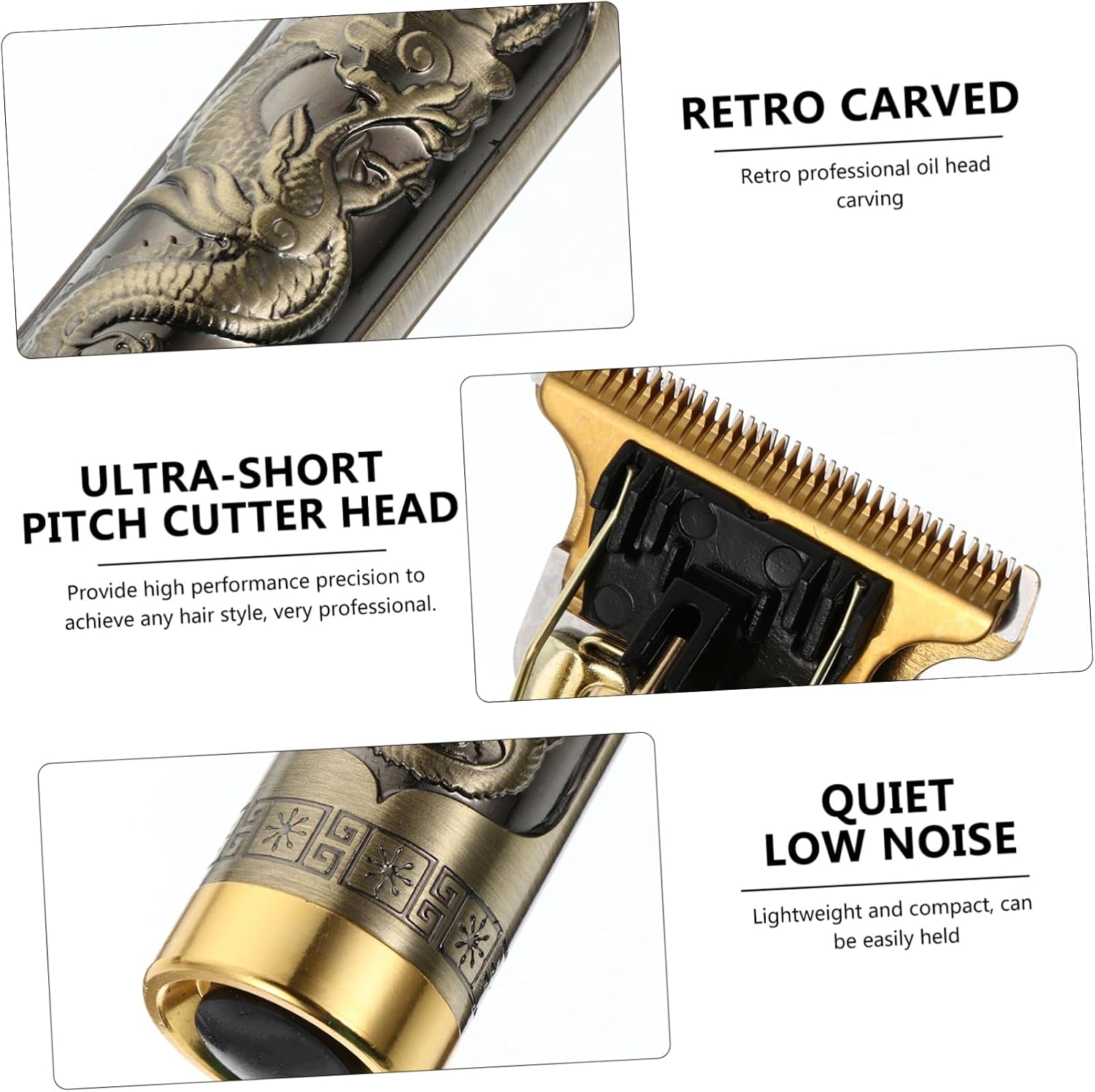 Professional Hair Clipper Set Golden -Piece Adjustable Hair Cutting Kit for Barbers Cordless Beard Trimmer for Home Use