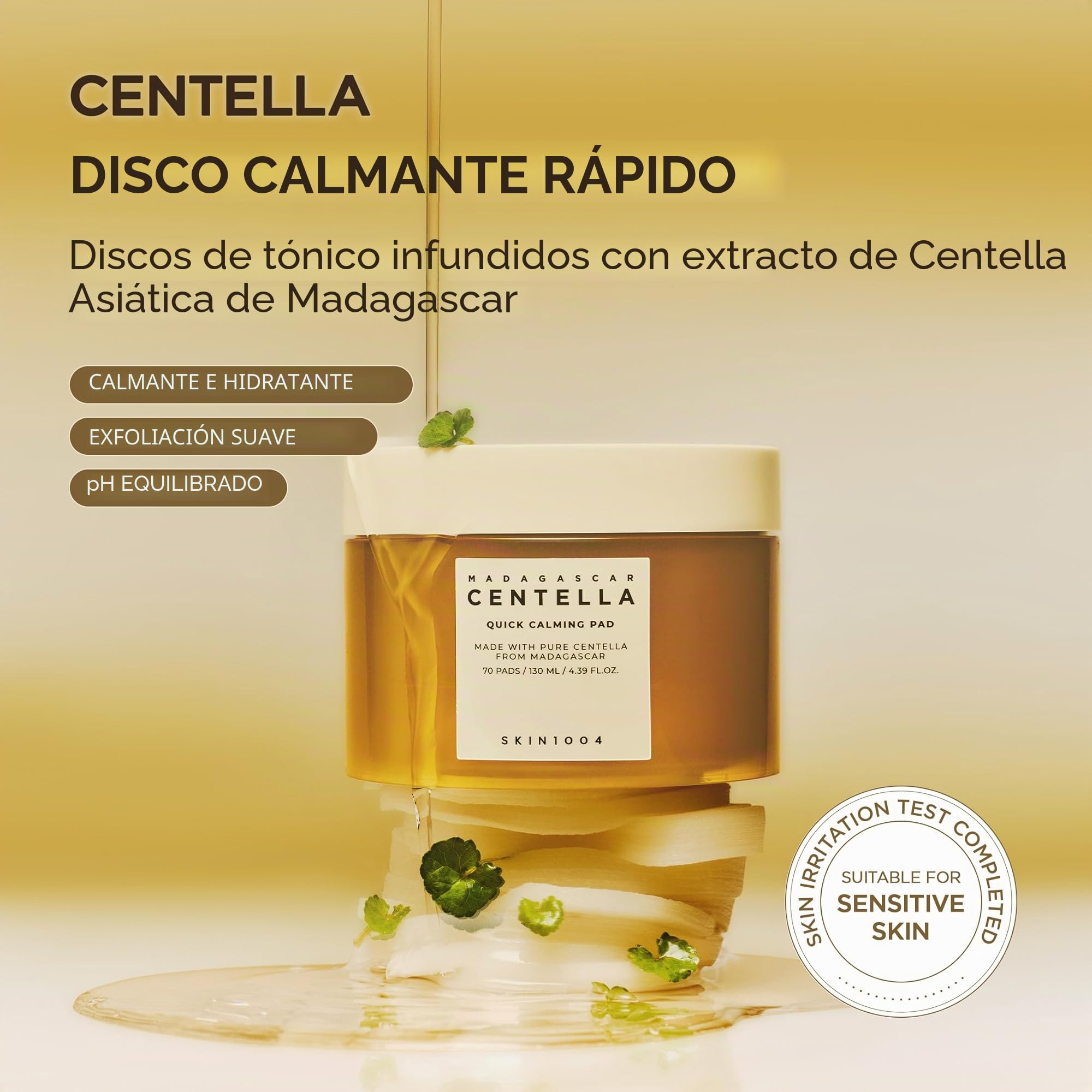 SKIN1004 Centella Quick Calming Pad, 70 almohadillas, almohadilla de tóner facial coreana con centella asiática de Madagascar y ácido hialurónico, almohadillas de tóner facial hidratante y calmante