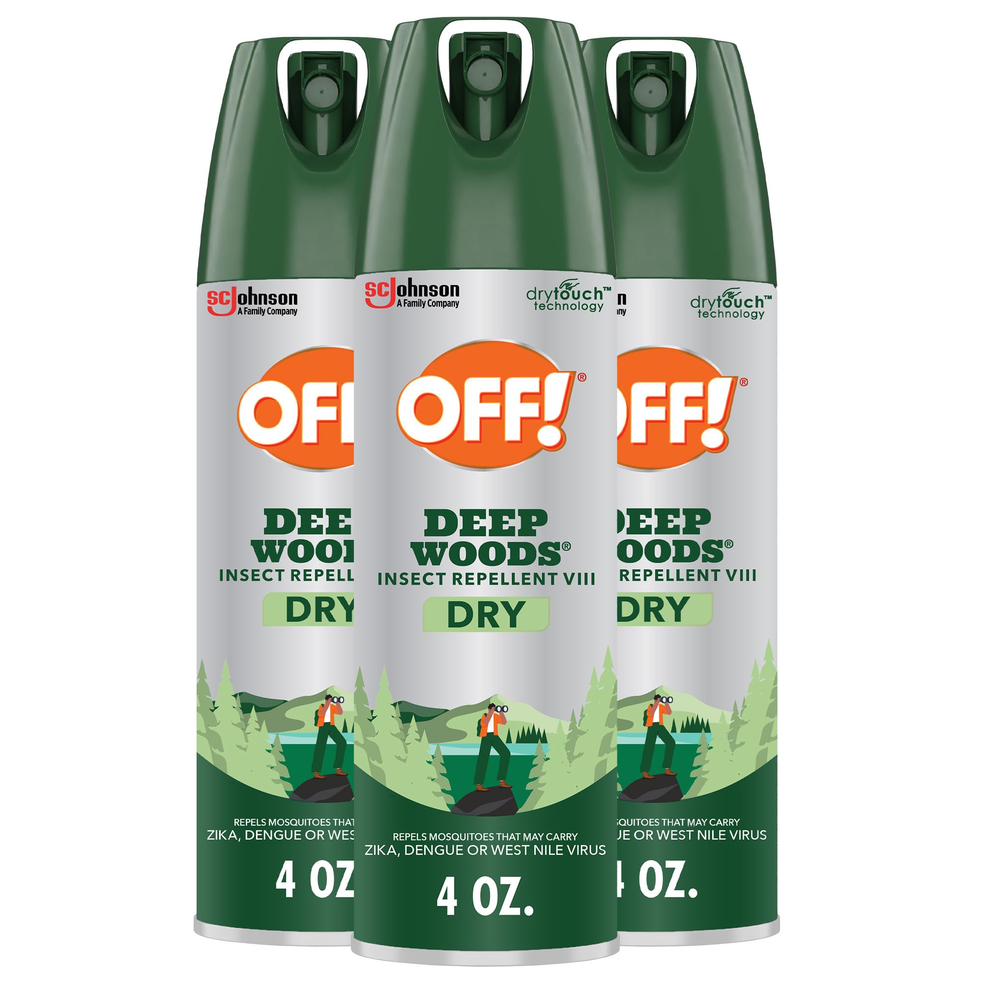 OFF! Deep Woods Dry Insect Repellent VIII Long Lasting Protection from Mosquitoes and Ticks 4 Ounce (Pack of 3)