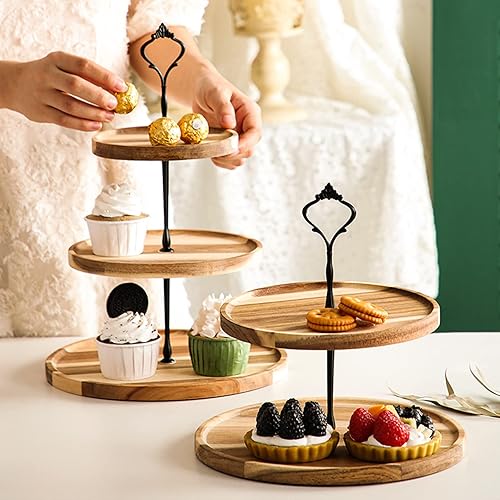 Miniatura 7 de Soporte de madera para cupcakes de 3 niveles, bandeja escalonada para servir cupcakes, torre, bandeja de postre de madera para granja, boda,