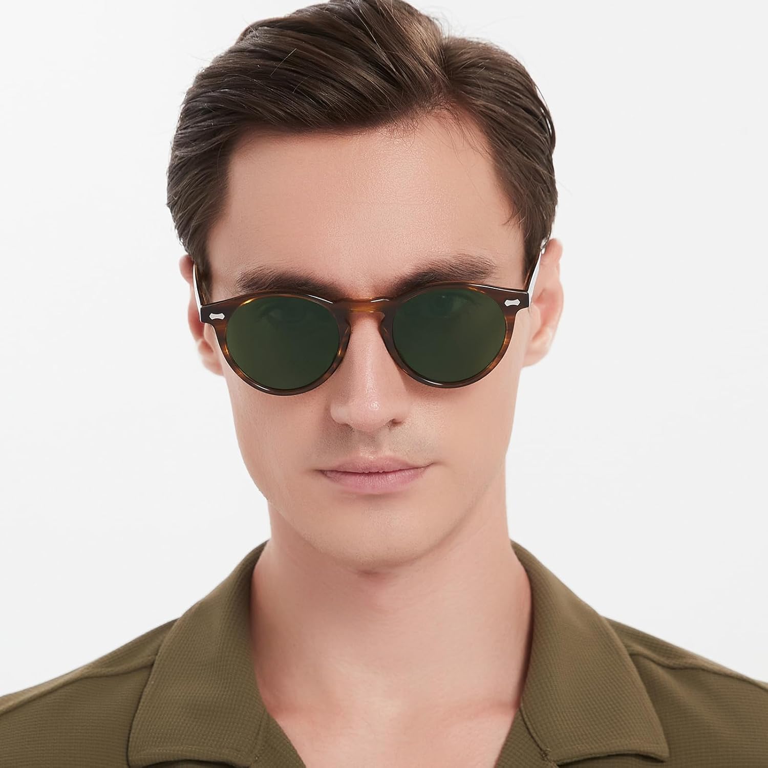 CARFIA Retro Polarized Sunglasses for Men UV400 Protection Handmade Acetate Round Frame CA5288L - Image 2