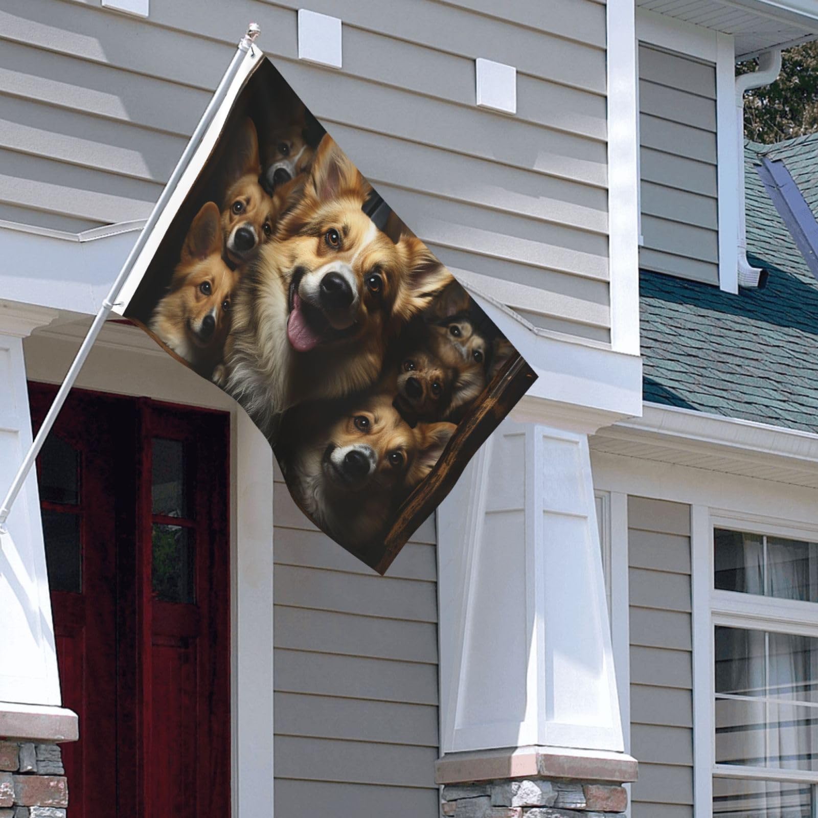 Drapeau extérieur Corgi anti-déchirure grand format double face toutes saisons - 8