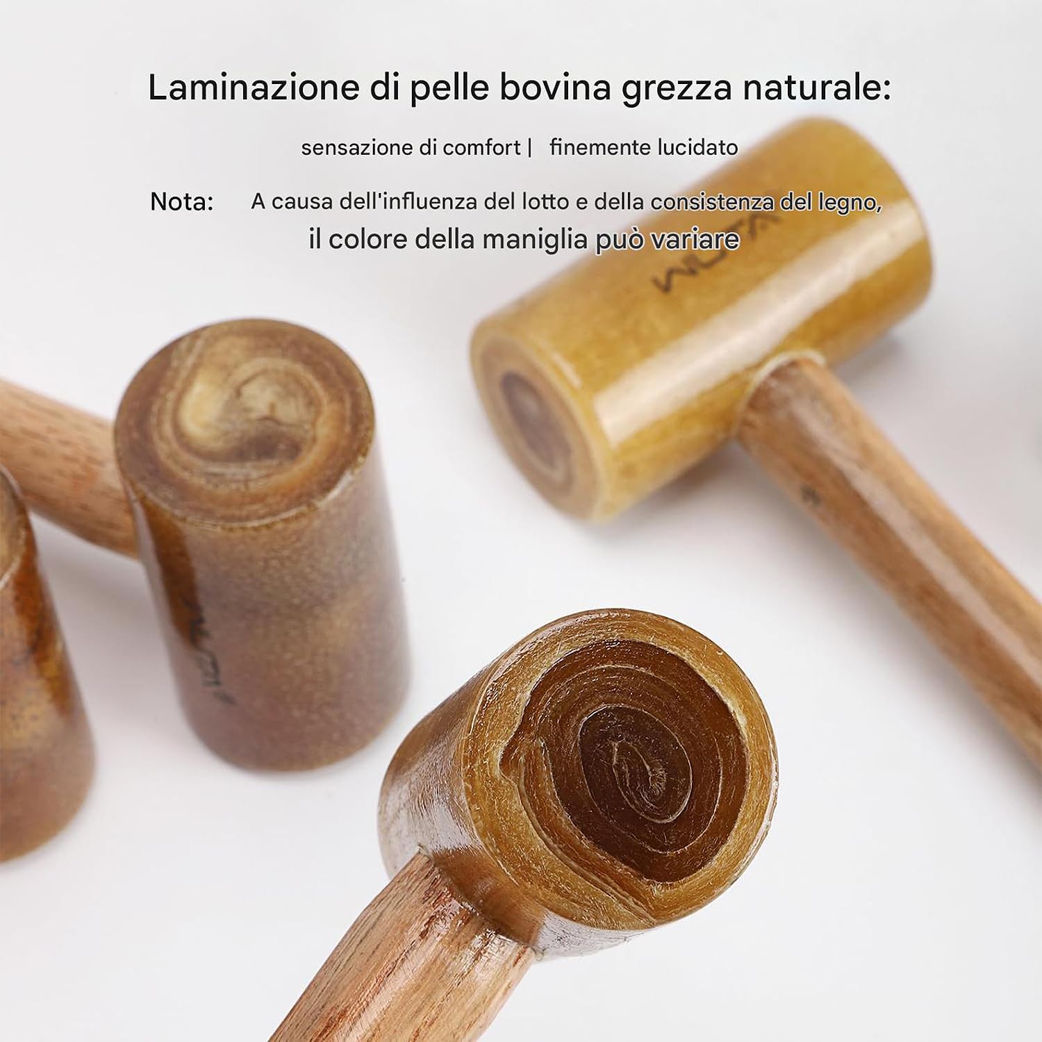 WUTA Bacchetta in pelle grezza, martello in pelle, strumento di punzonatura, buona capacità di tampone (48 mm)