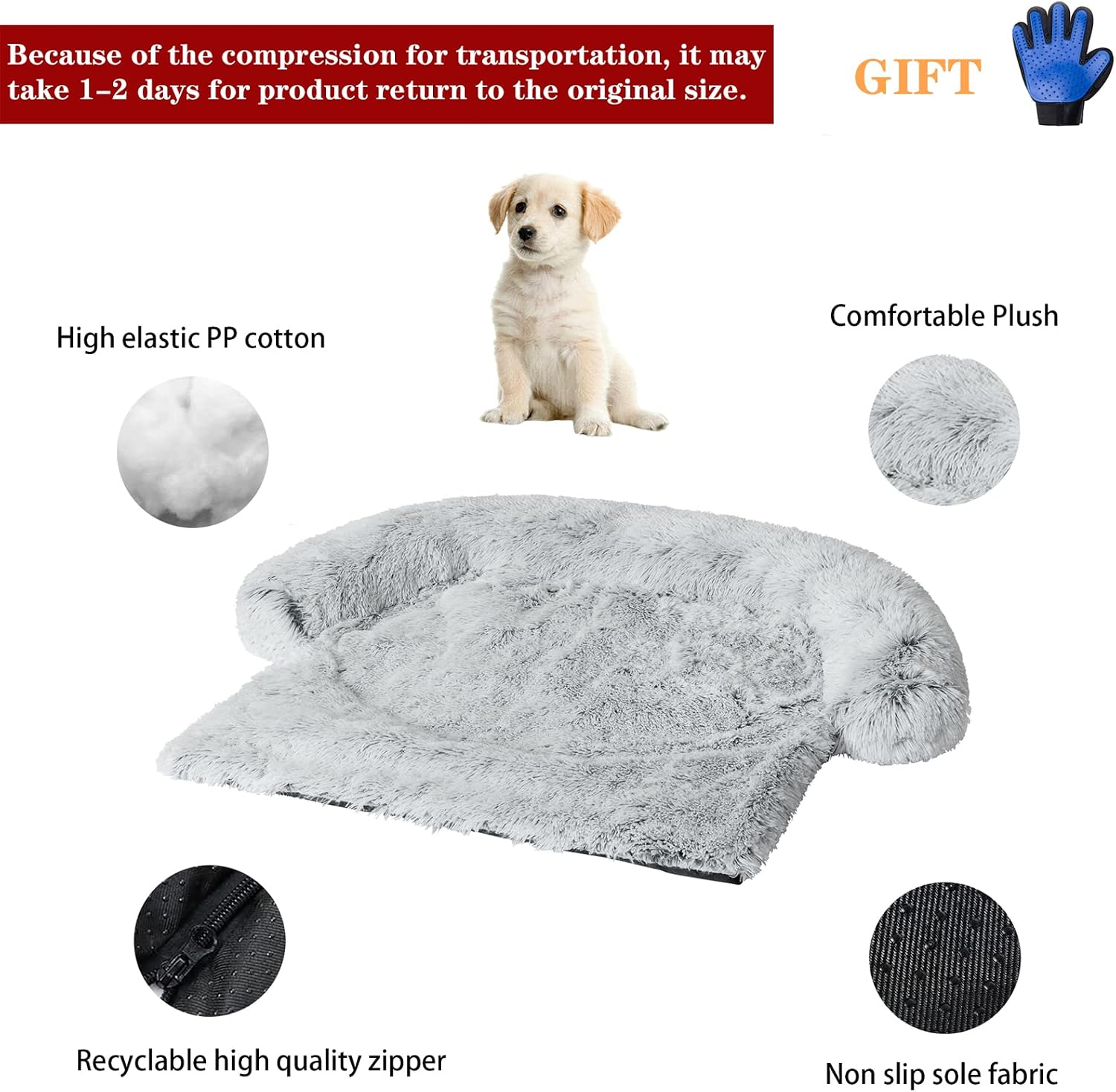 MICROCOSMOS Ultra Soft Pet (Dog/Cat) Sleeping Bed Mat & Pad; Couch Cover for Dogs; Crate Mat; Machine Washable; Perfect on Dog Crate, Cat Cage or in The Car.(Light Grey, Medium)