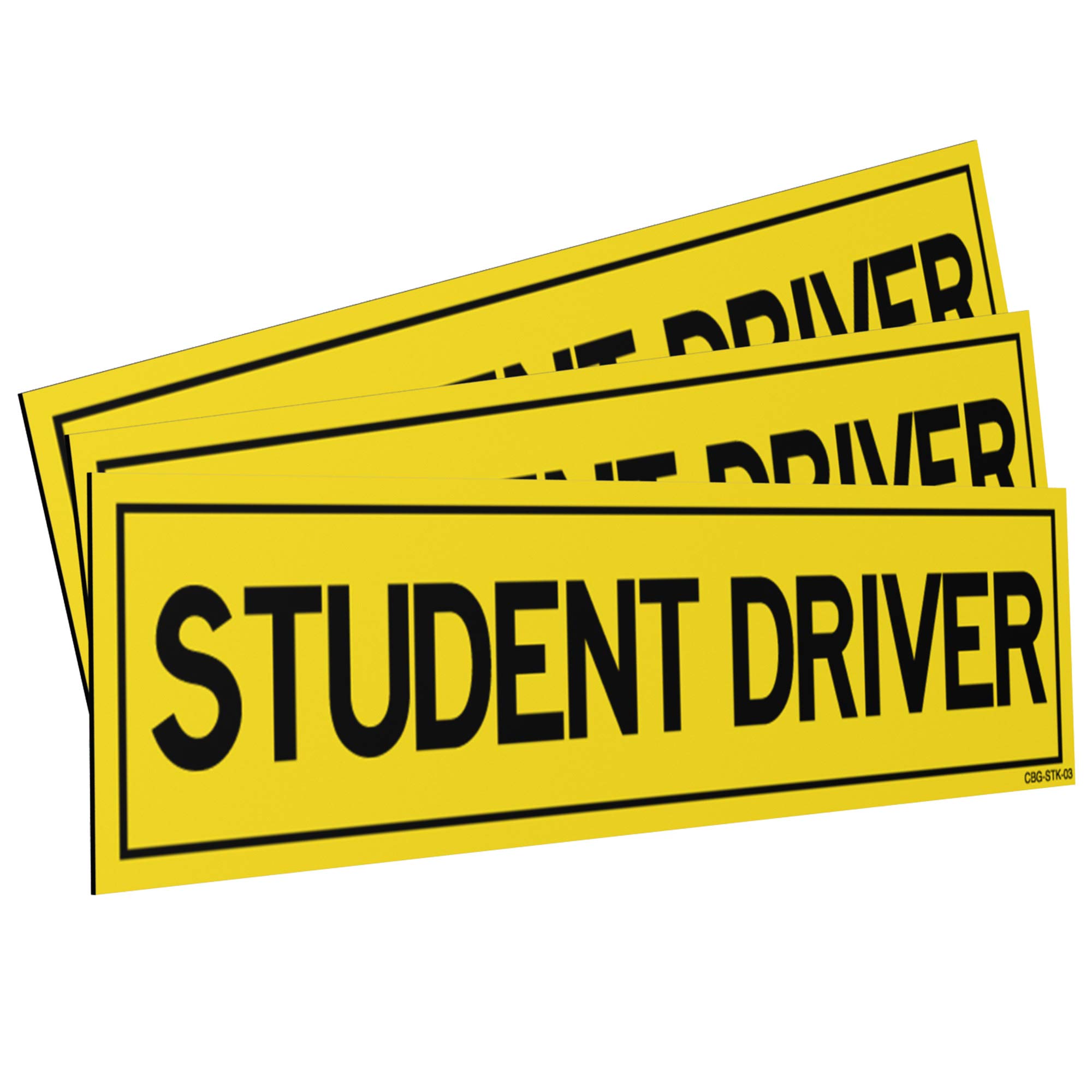 Classic Biker Gear Reflective Student Driver Magnets - Set of 3 (12 x 18) inch Yellow Car Mount Magnets for Warning, Vehicle