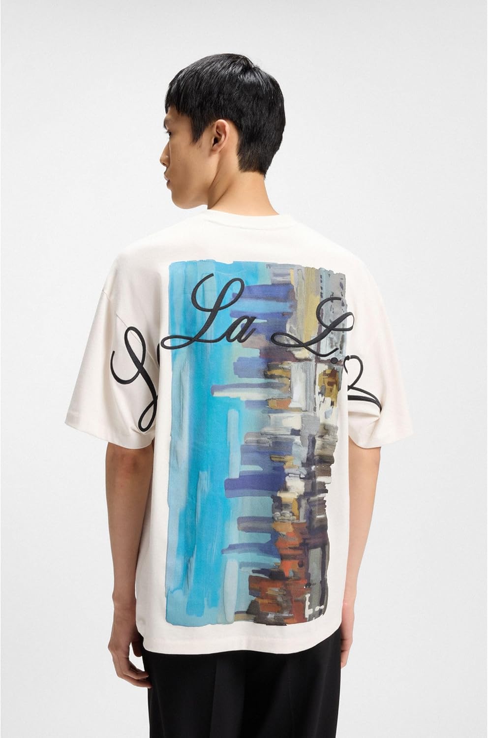 残りわずか HUGO コットン ジャージー Tシャツ ハート アート HUGO - コットンジャージー Tシャツ ハートアートワーク - ブラック