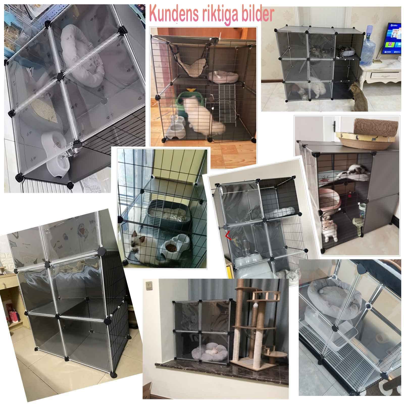Gabbie per gatti al coperto con tetto, allevamento trasparente panoramico, rimovibile e lavabile, facile da pulire, facile da installare, nero (dimensioni: 107 * 47 * 82 cm) (Onecolor 72 * 47 * 72 c