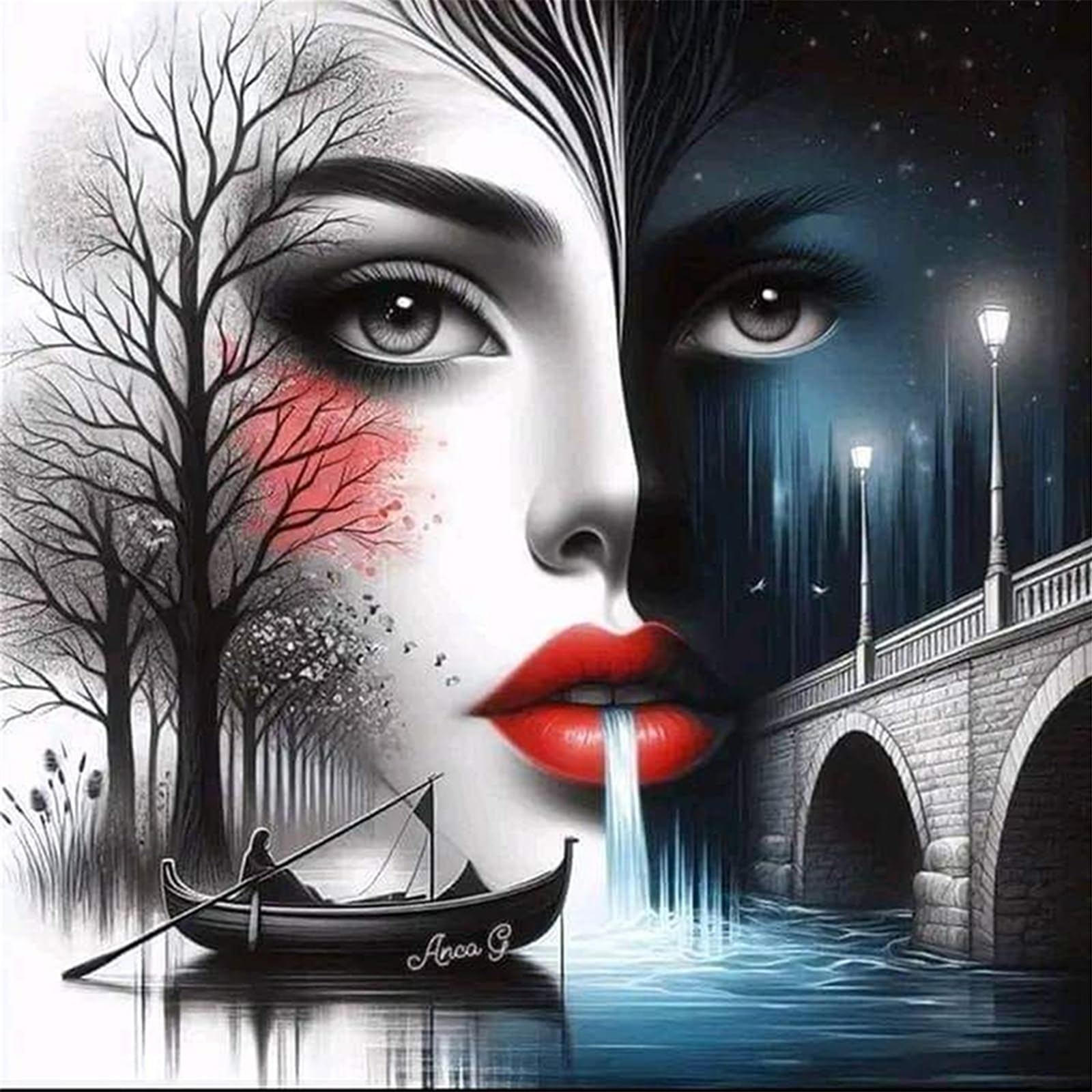 Poetrydraw Venice Lady 11Ct Diy Cross Stitch Embroidery Kit 15.75X15.75in Starter Needlework Art & Crafts For Beginners & Adults